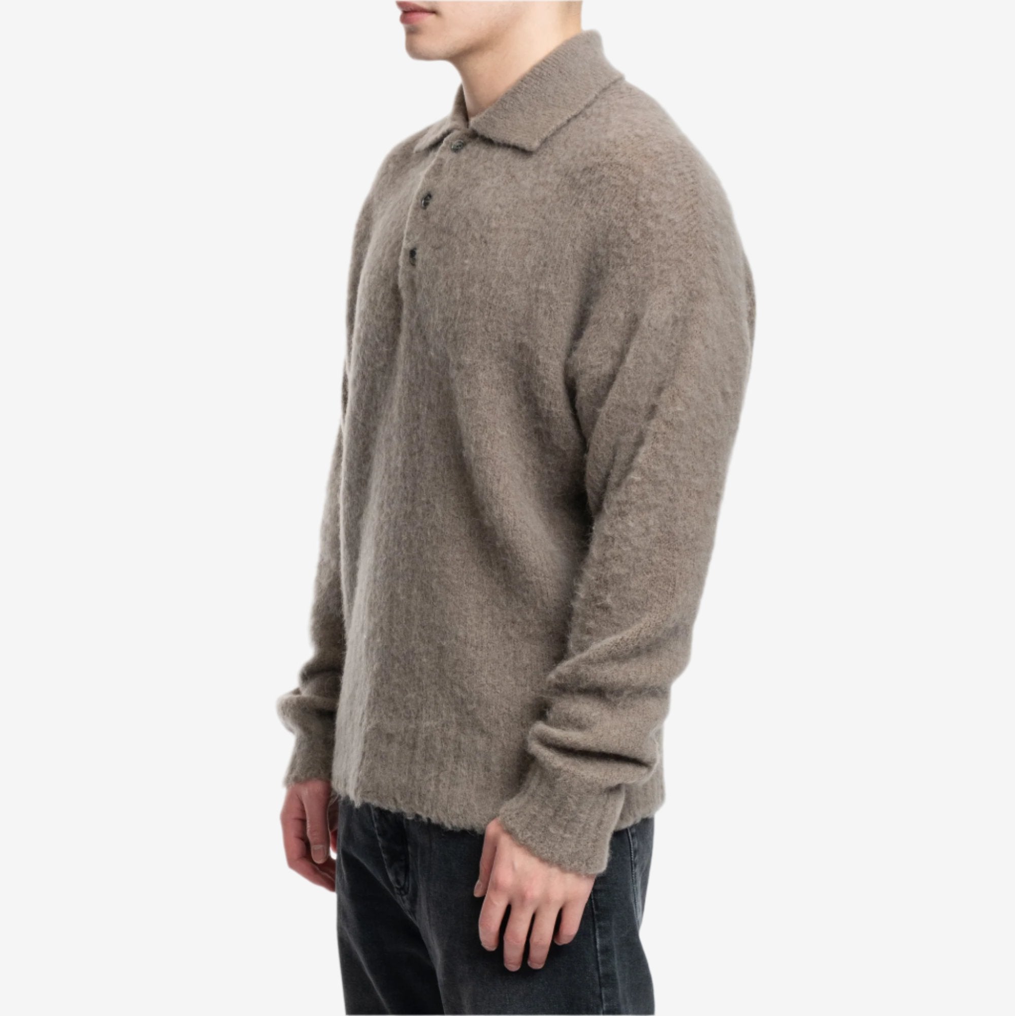AMI Mohair Light Polo Taupe - 3
