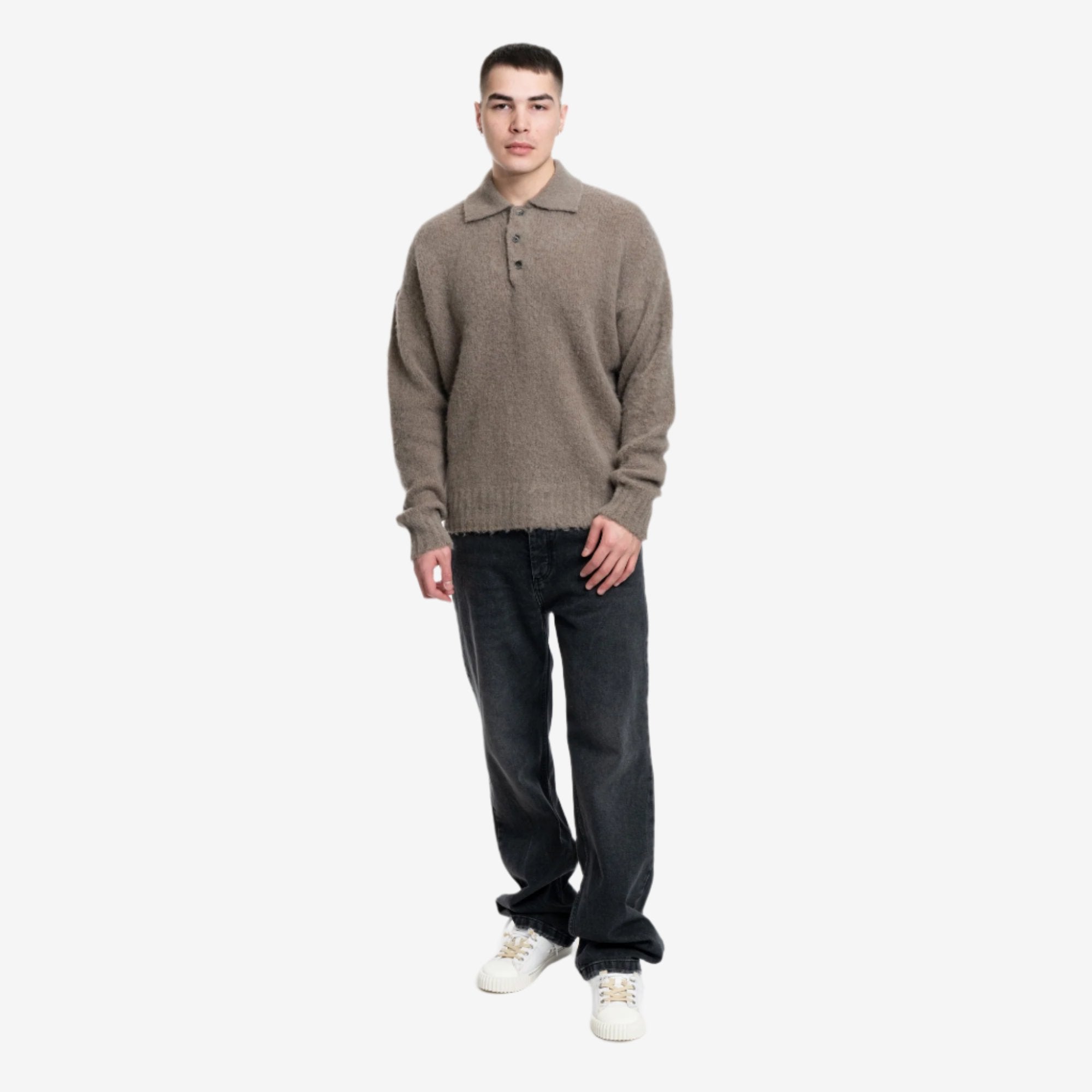 AMI Mohair Light Polo Taupe - 2