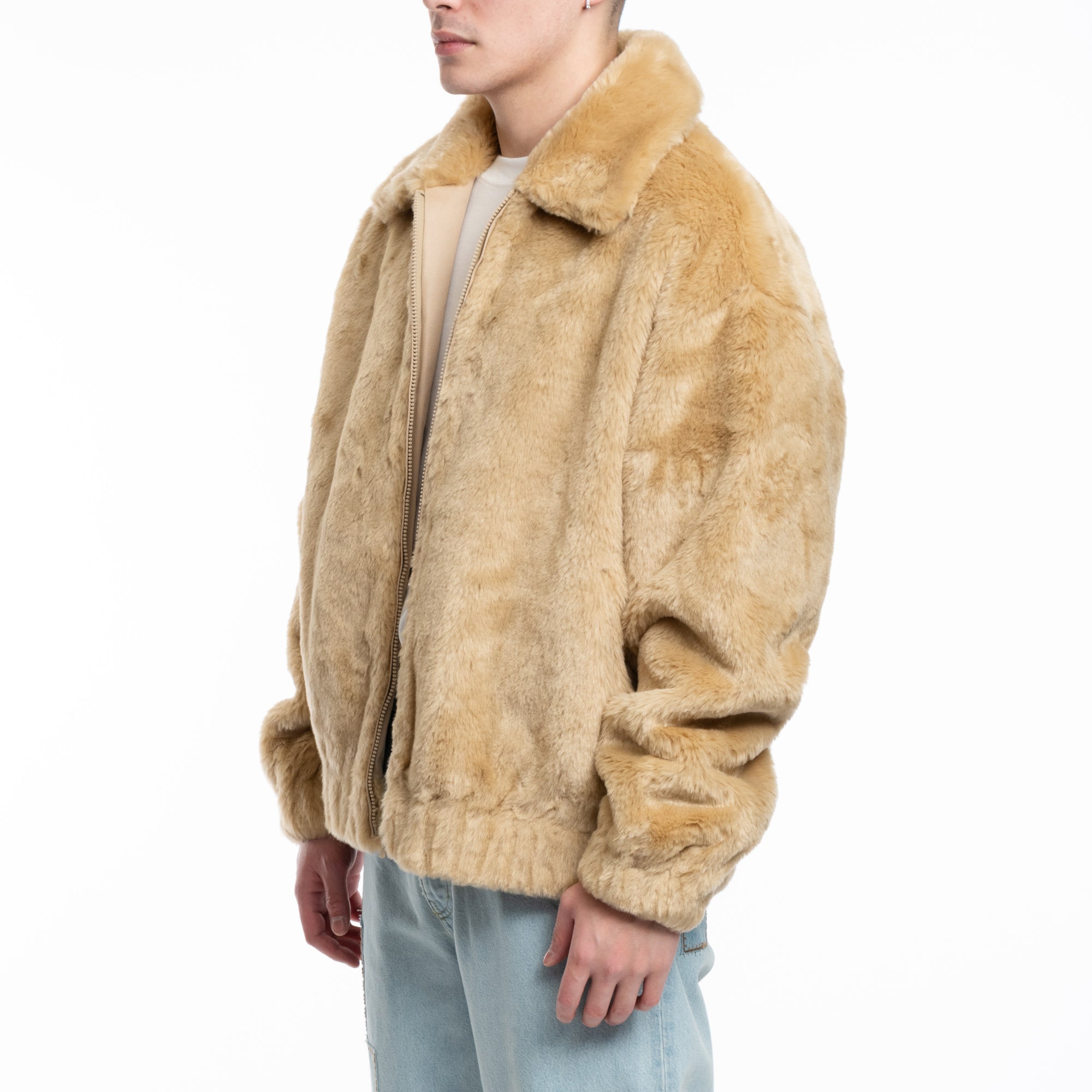 Drôle de Monsieur La Fausse Fourrure Slogan Beige - 3