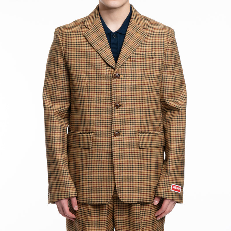 Checked 3 Button Slim Jacket