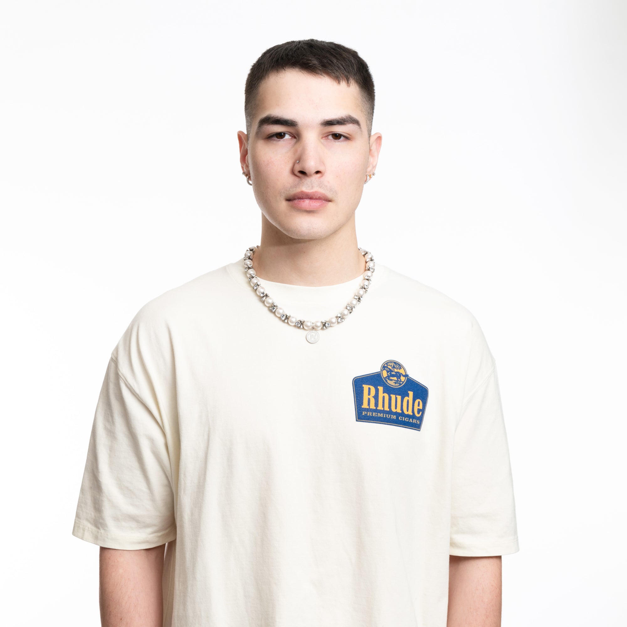 Palm Angels Monogram Pearls Necklace Silver - 2