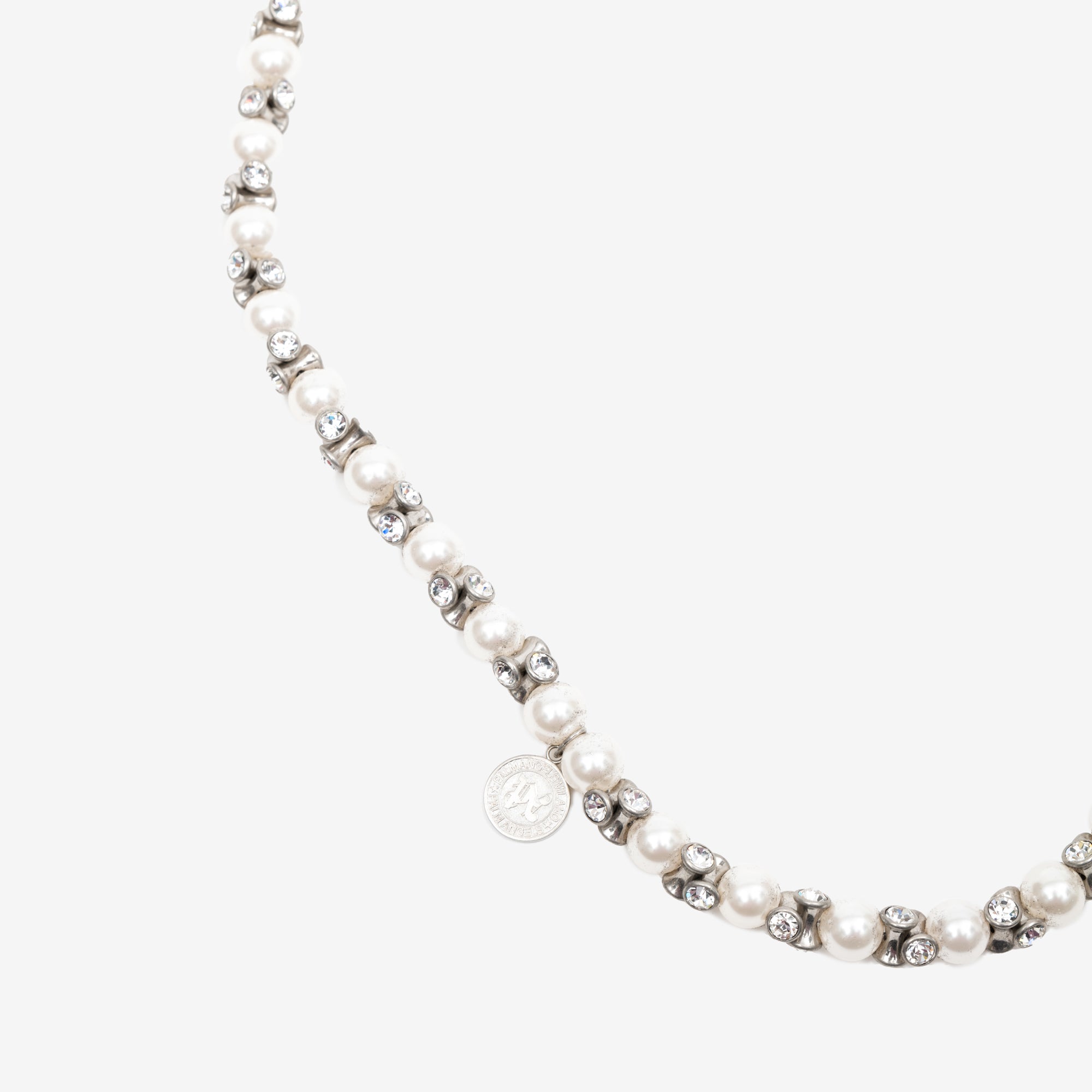Palm Angels Monogram Pearls Necklace Silver - 3