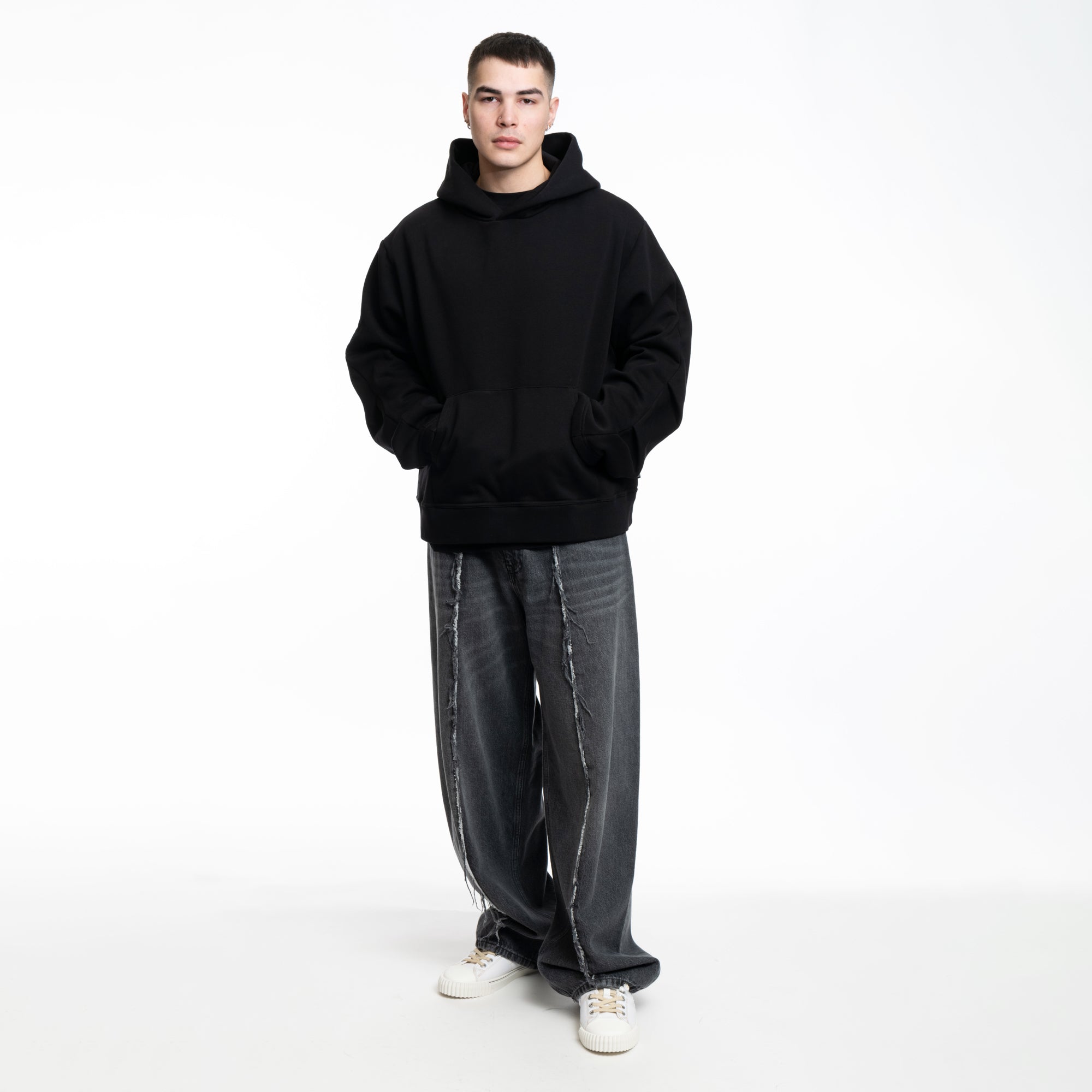 MM6 Tonal Embroidered Hoody Black - 2