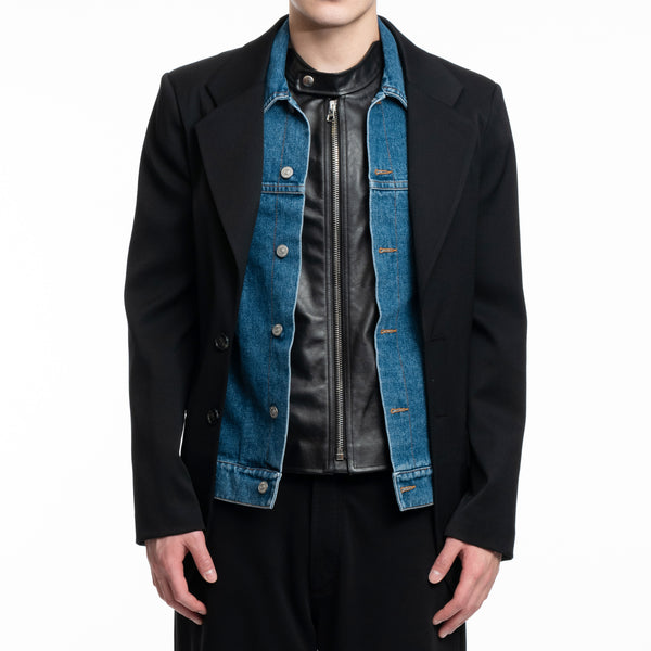 Layered Moto Denim Suit Jacket