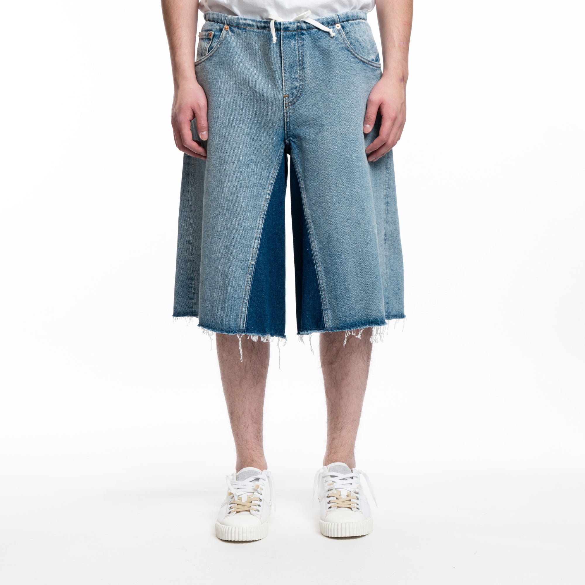 MM6 Raw Dyed Denim Shorts Light Blue - 1