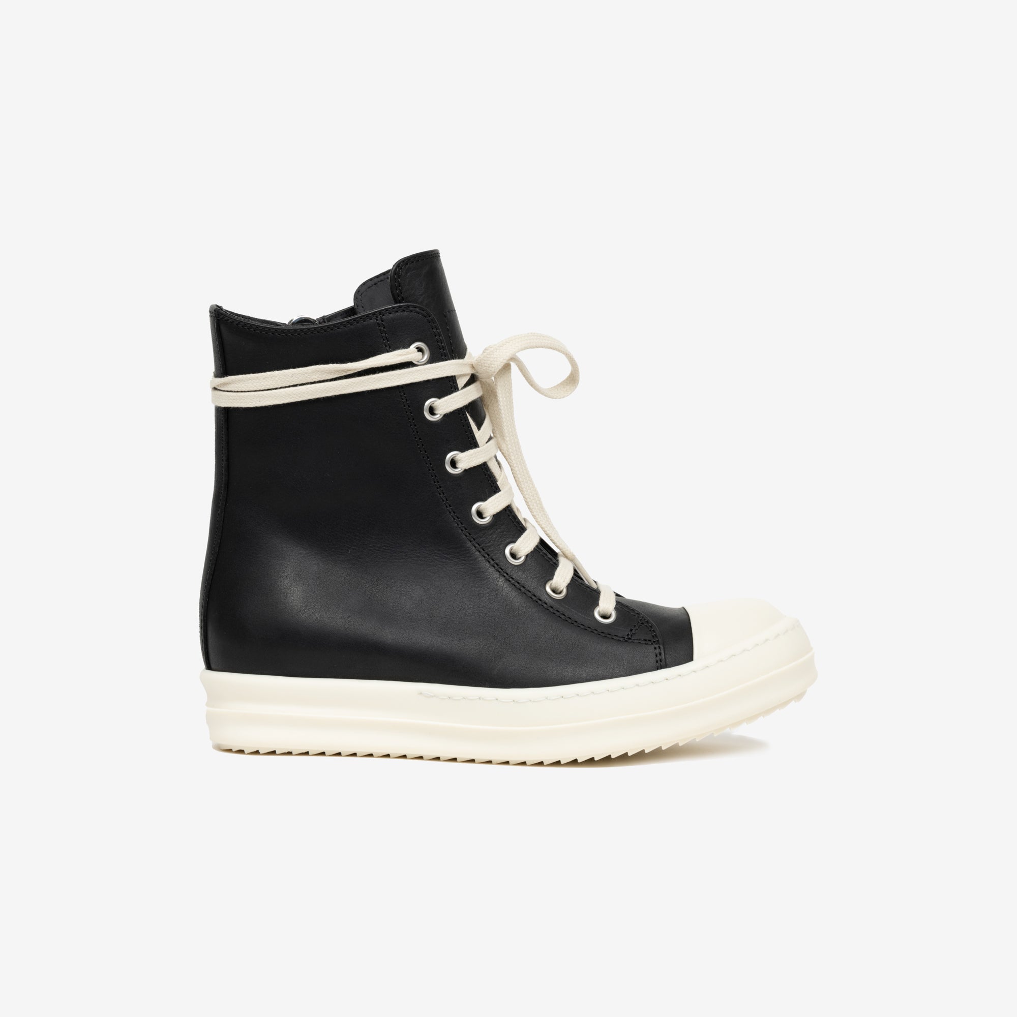 Rick Owens High - Top Leather Sneakers Black - 3