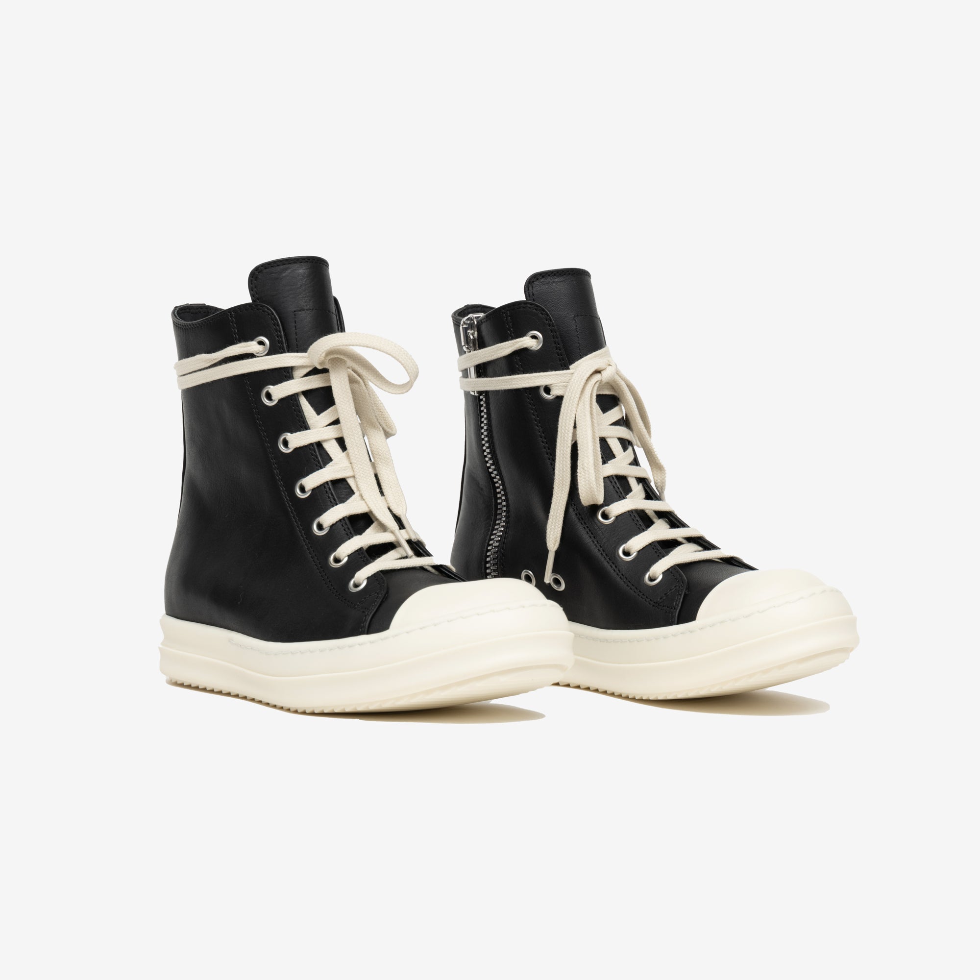 Rick Owens High - Top Leather Sneakers Black - 1
