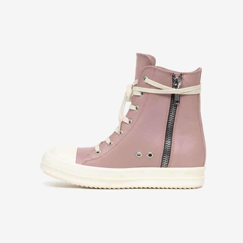 Ladies Dusty Pink High-Top Leather Sneakers