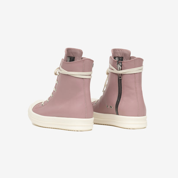 Ladies Dusty Pink High-Top Leather Sneakers