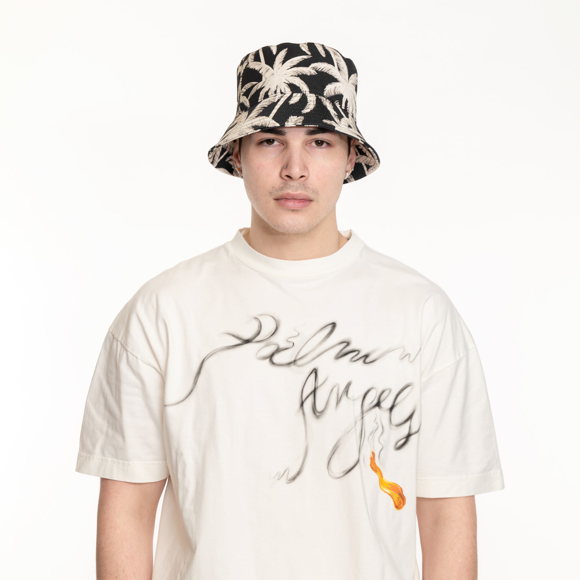 Palm Angels All Over Palms Bucket Hat Black - 2