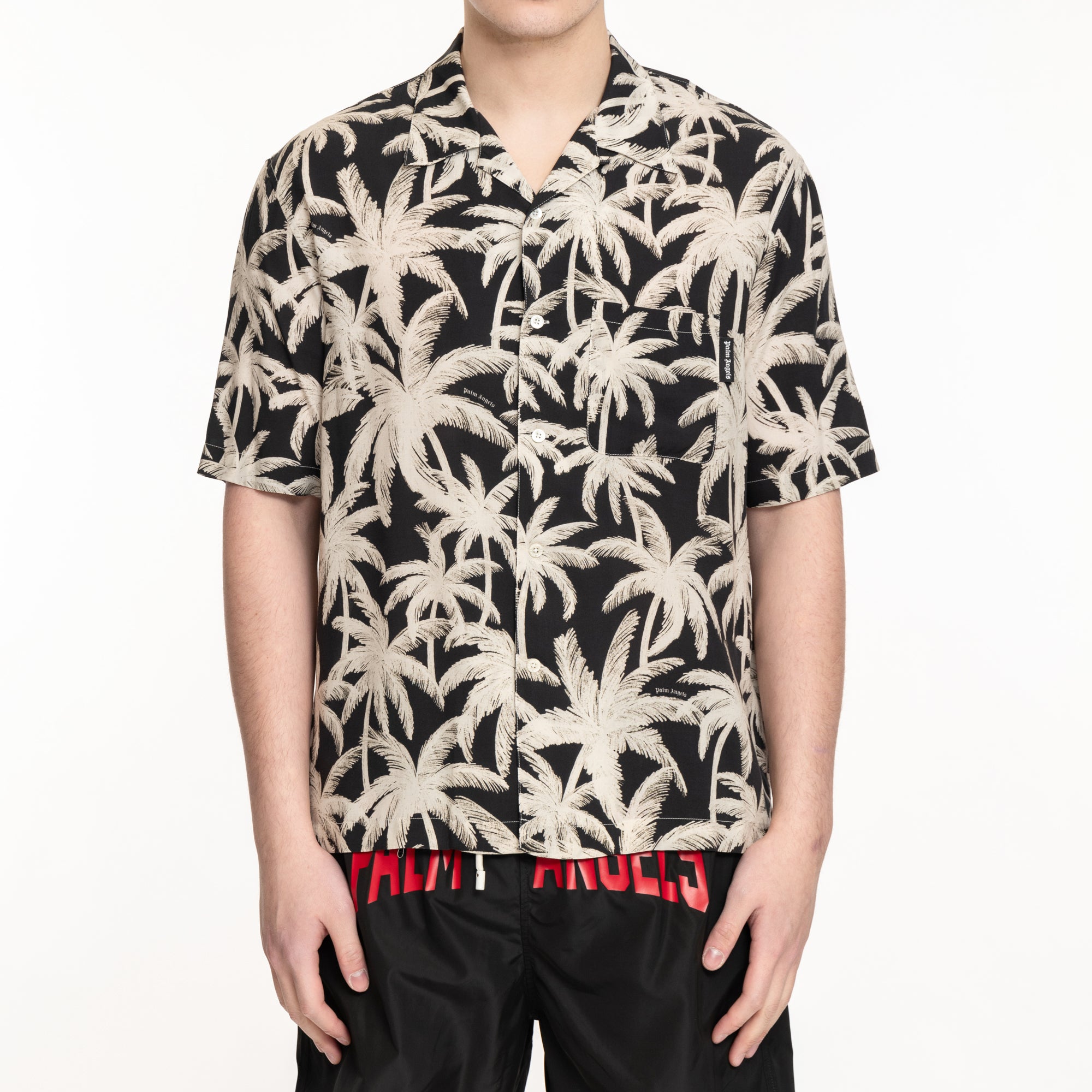 Palm Angels Palms All Over SS Shirt Black - 1