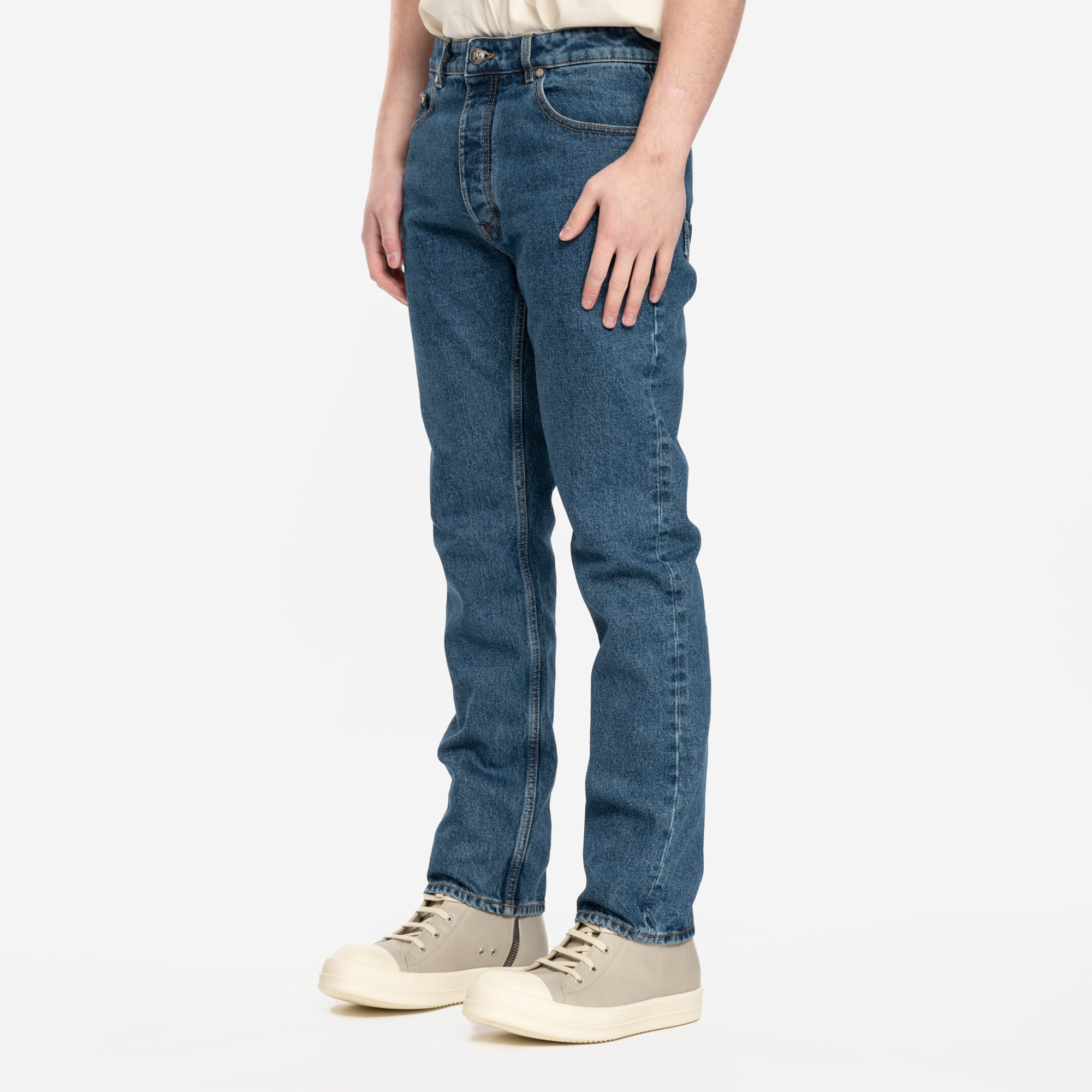 Palm Angels LW Monogram Straight Jeans Light Blue - 3