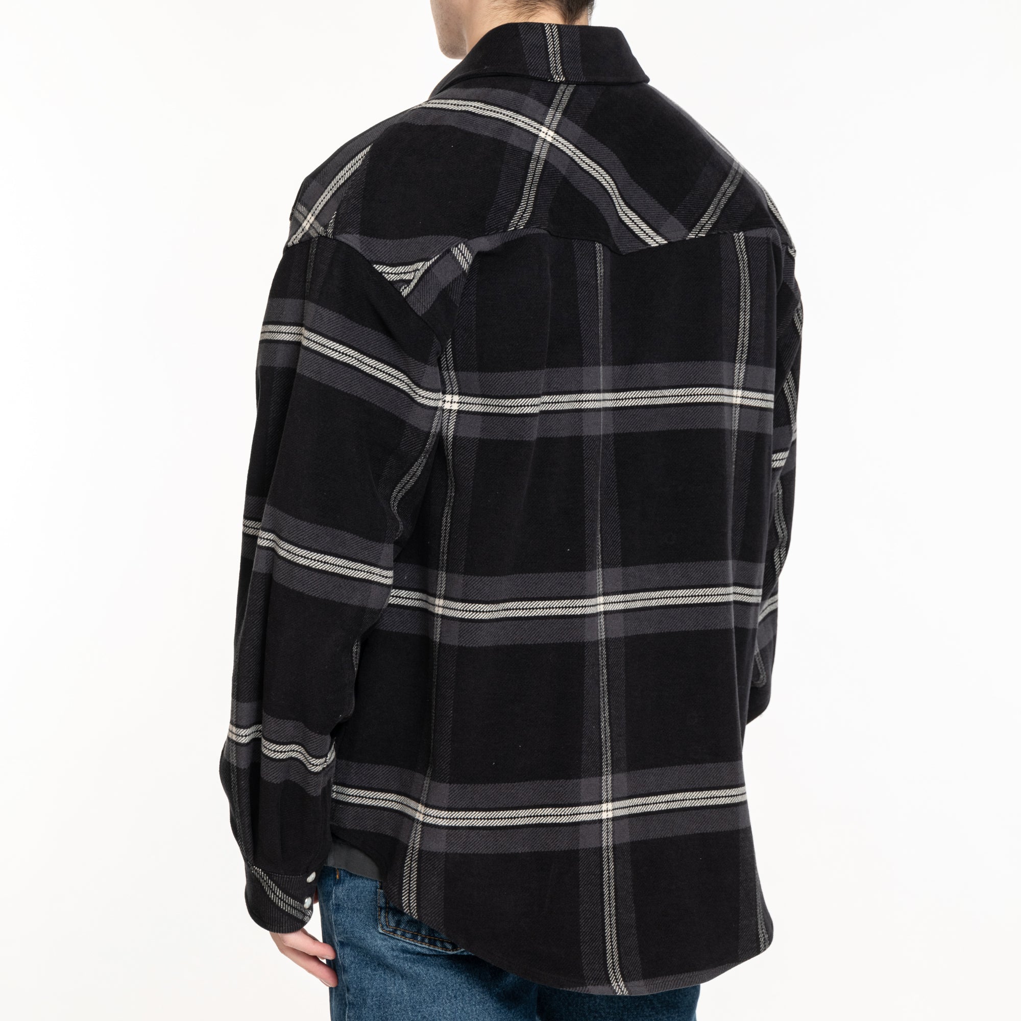 Palm Angels Monogram Check Overshirt Anthracite - 4
