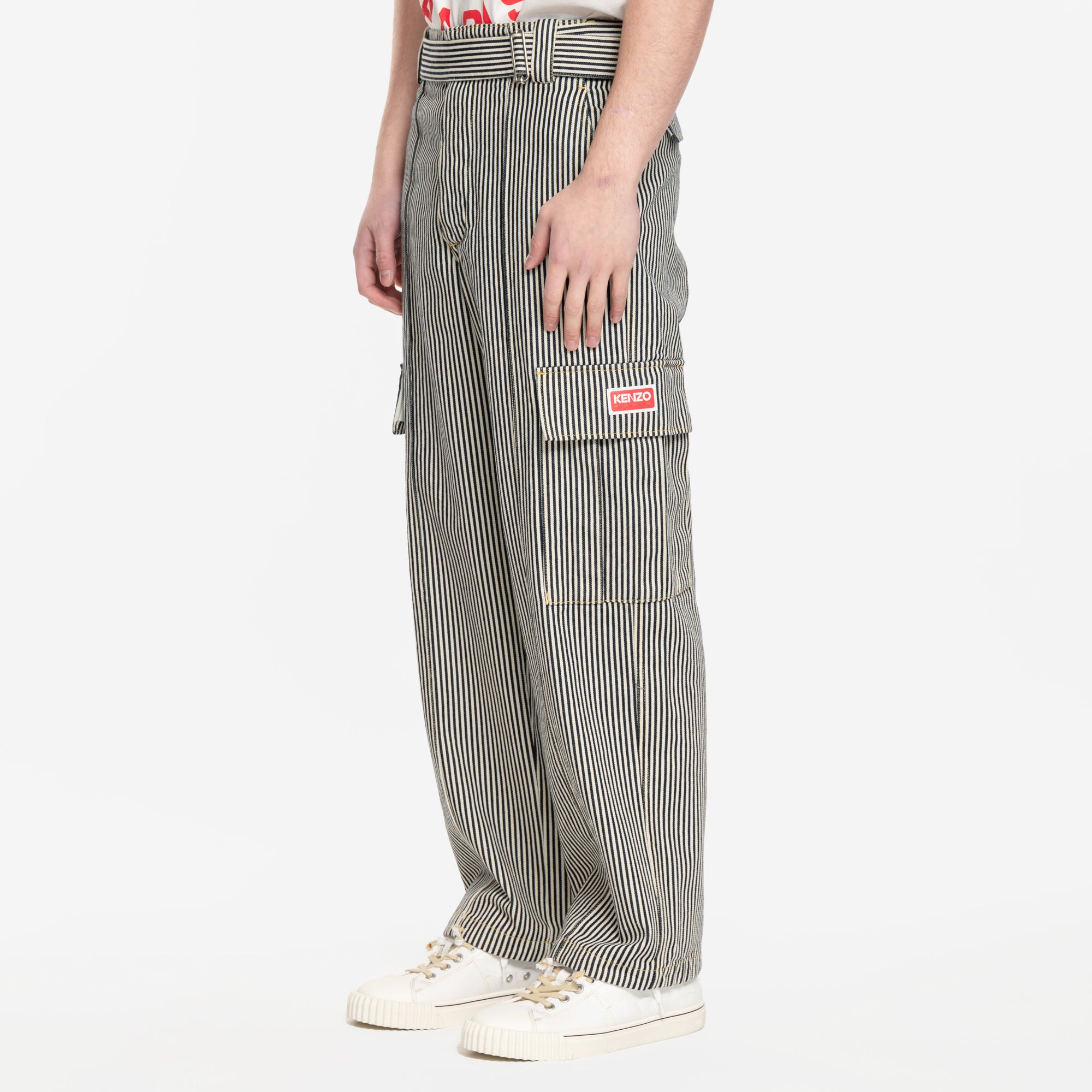 Kenzo Striped Army Straight Jeans Rinse Blue - 3