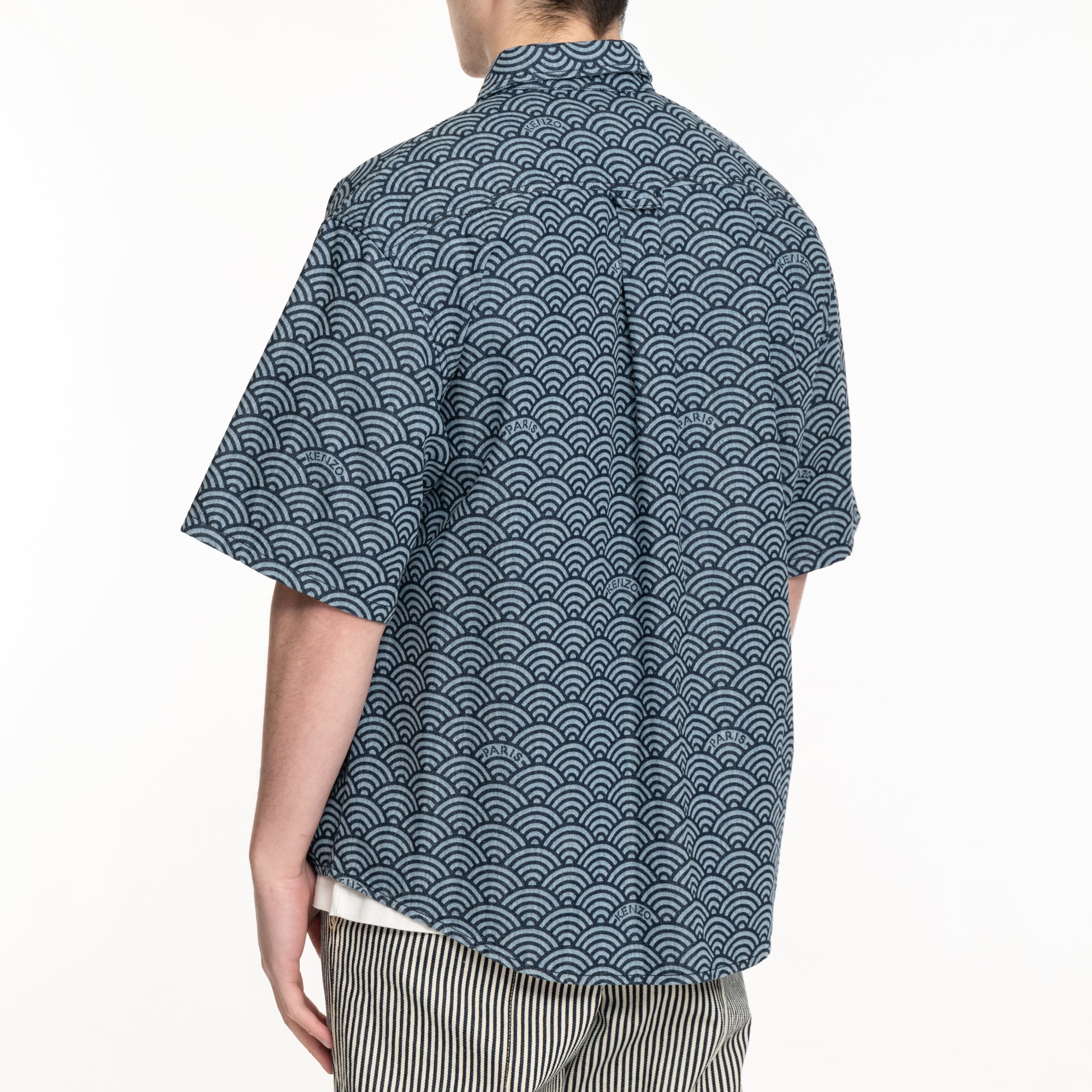 Kenzo Seigaiha SS Denim Shirt Rinse Blue - 4