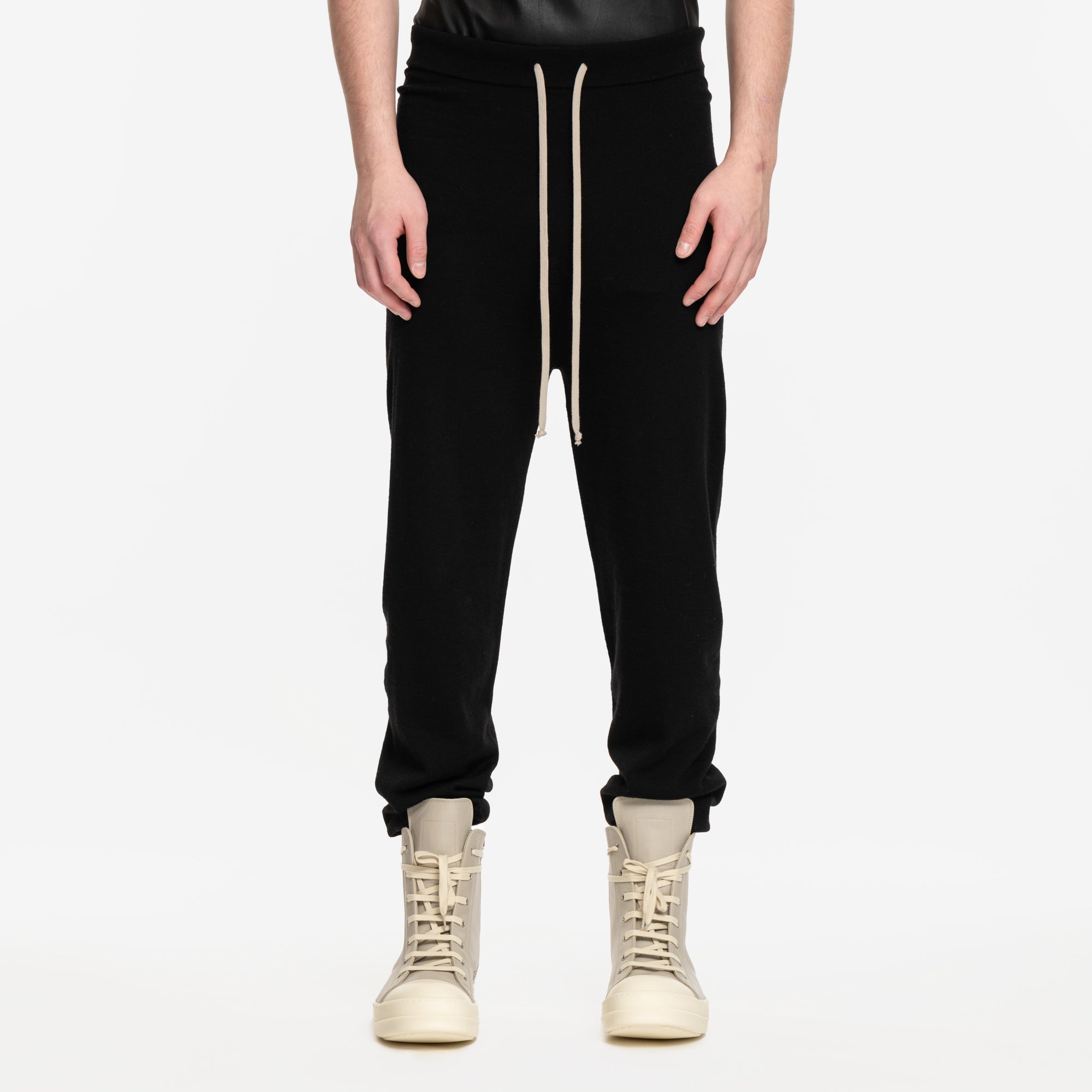Rick Owens Wool Track Pants Black - 1