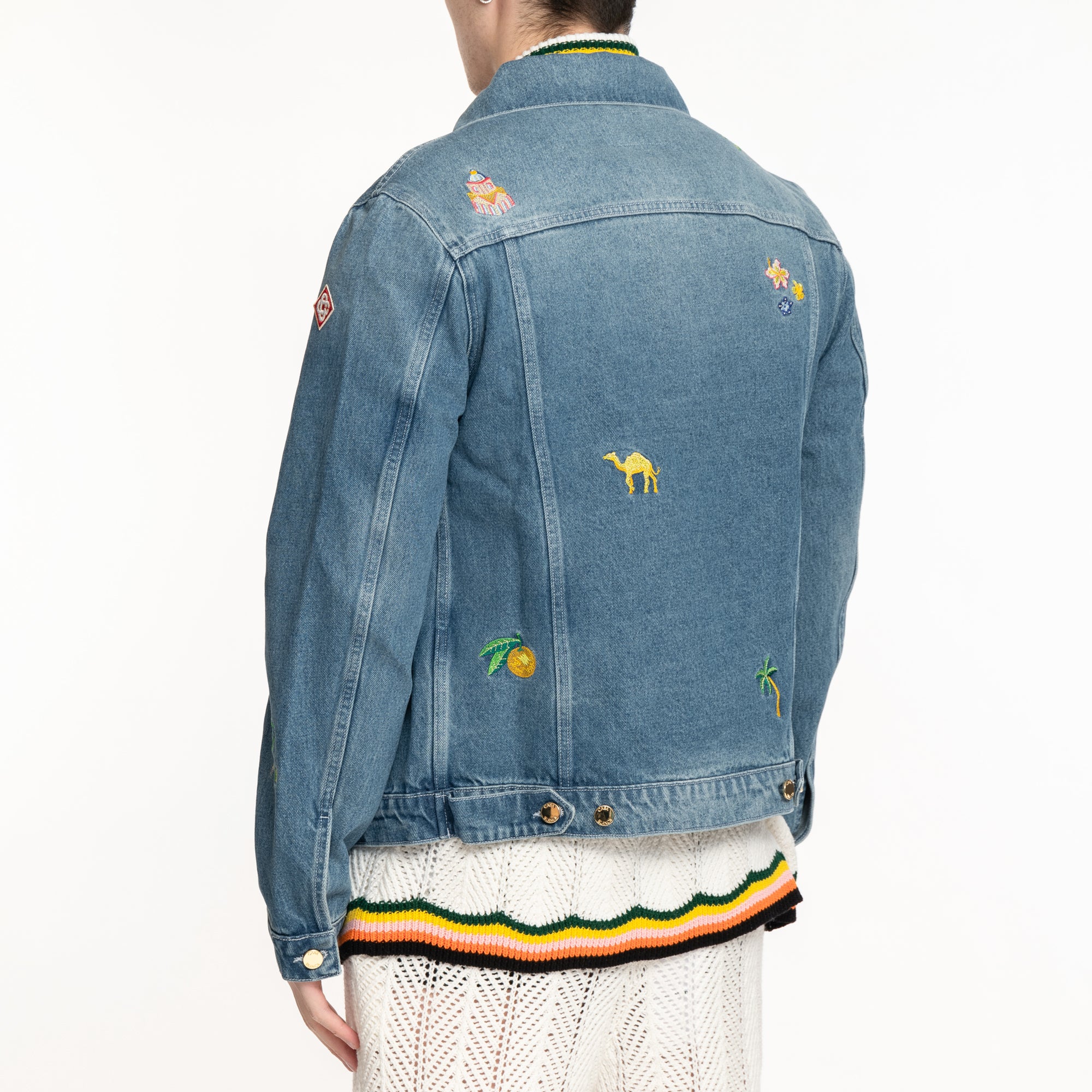 Casablanca Stone Wash Motif Denim Jacket Blue - 4