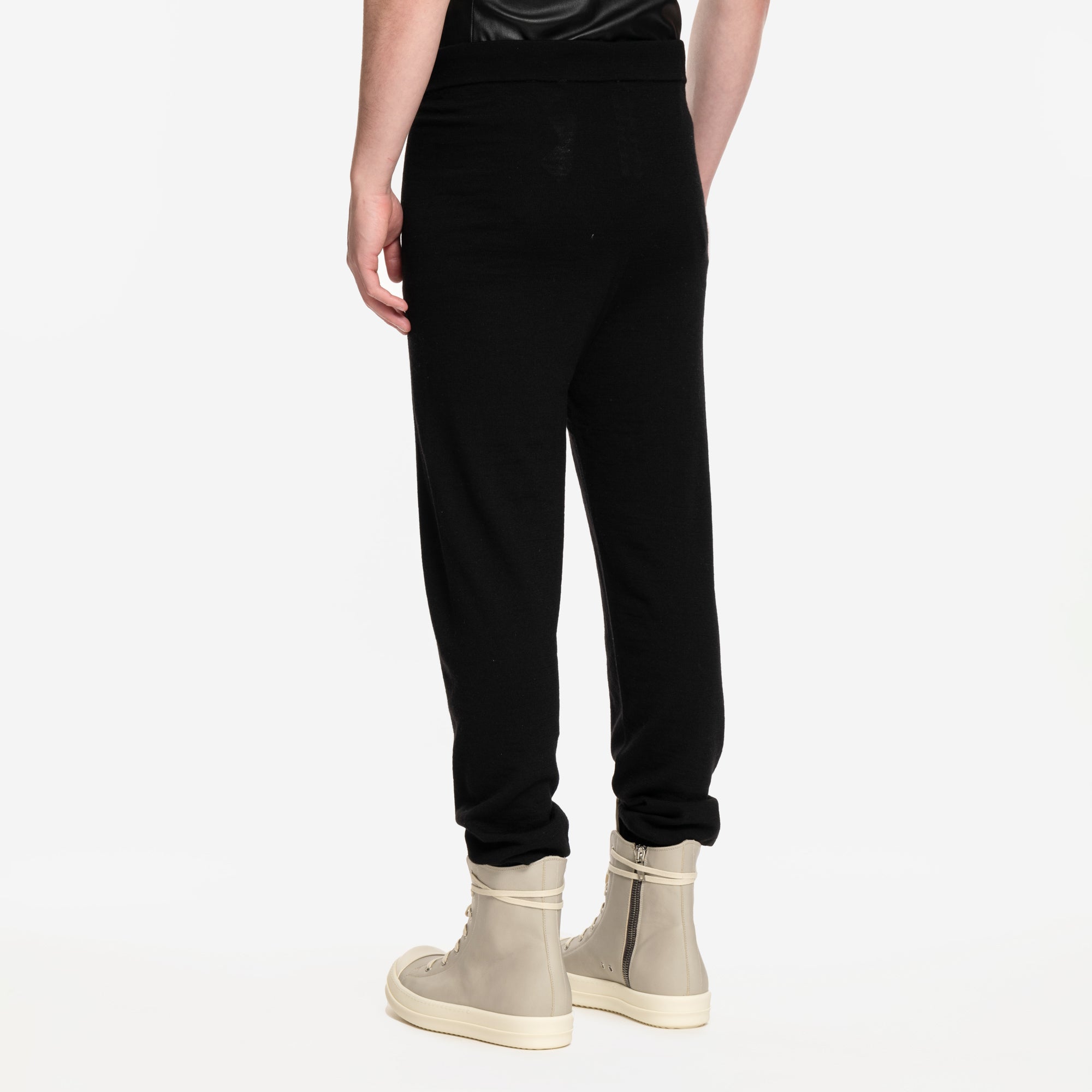 Rick Owens Wool Track Pants Black - 4