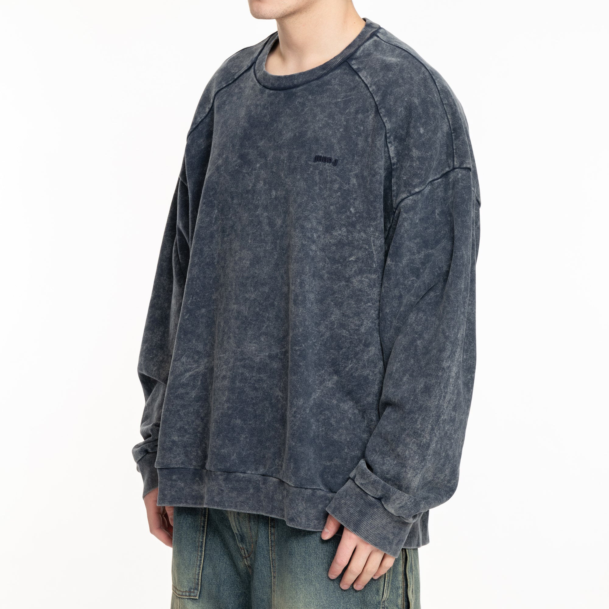 Juun.J Garment Dyed Sweatshirt Blue - 3