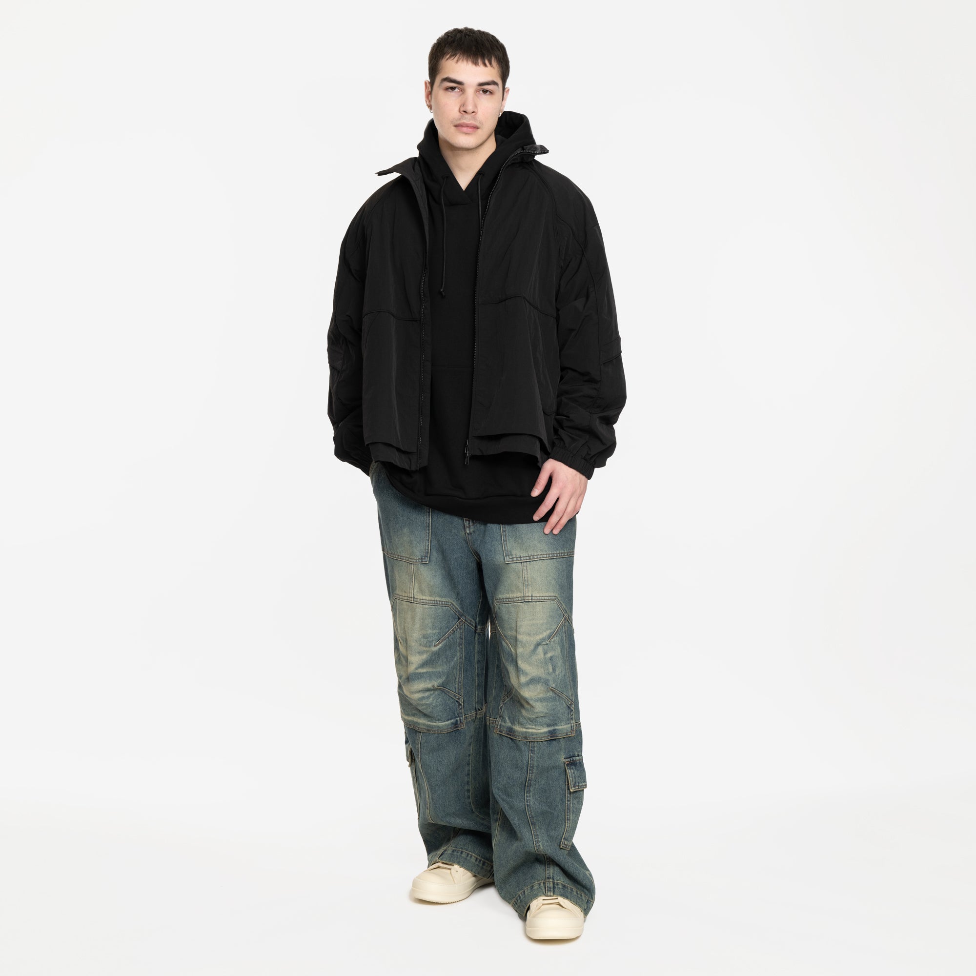 Juun.J Sleeve Detachable Utility Jacket Black - 2