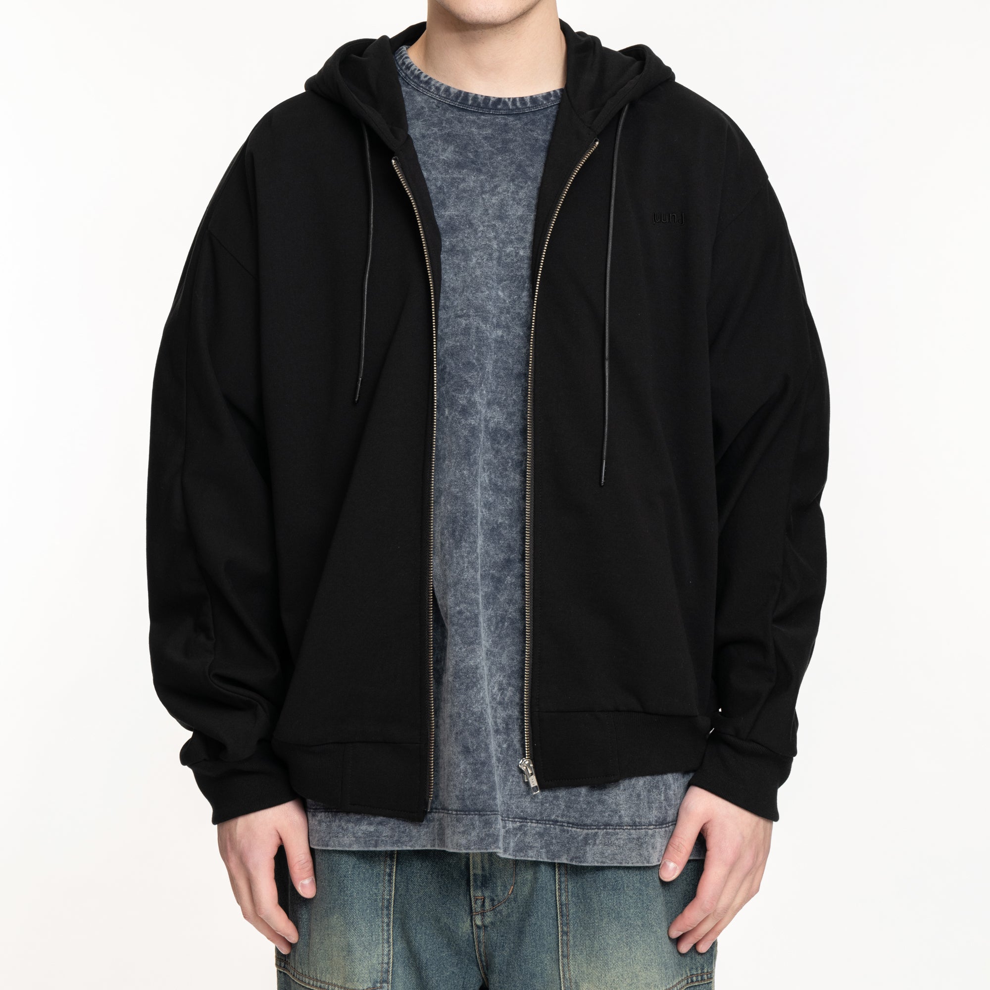 Juun.J Essential Zip Hoody Black - 1