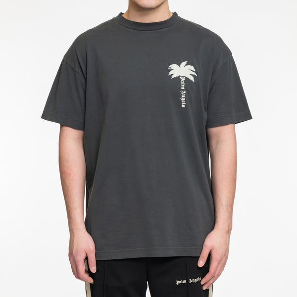 Palm Angels Mens Big Bear Logo Back Crew Neck Black Oversize T-shirt