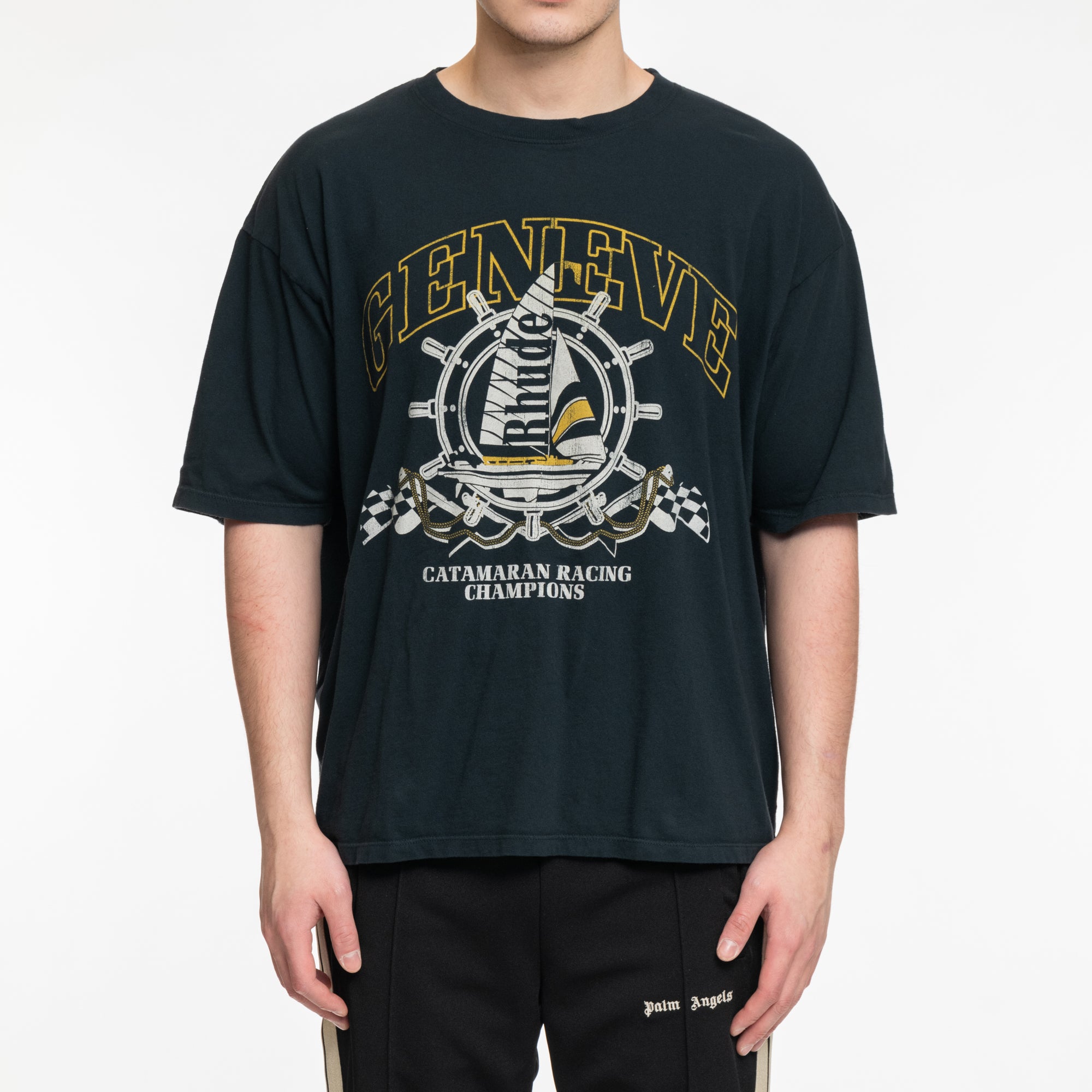 Rhude Geneve Catamaran Vintage T-Shirt Vintage Black - 1