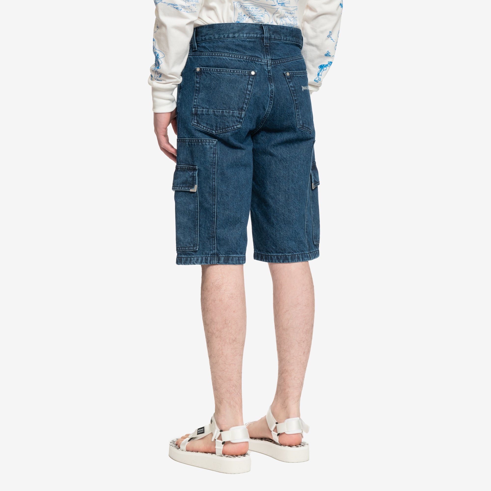 Palm Angels MW Metal Frame Cargo Denim Shorts Indigo - 4