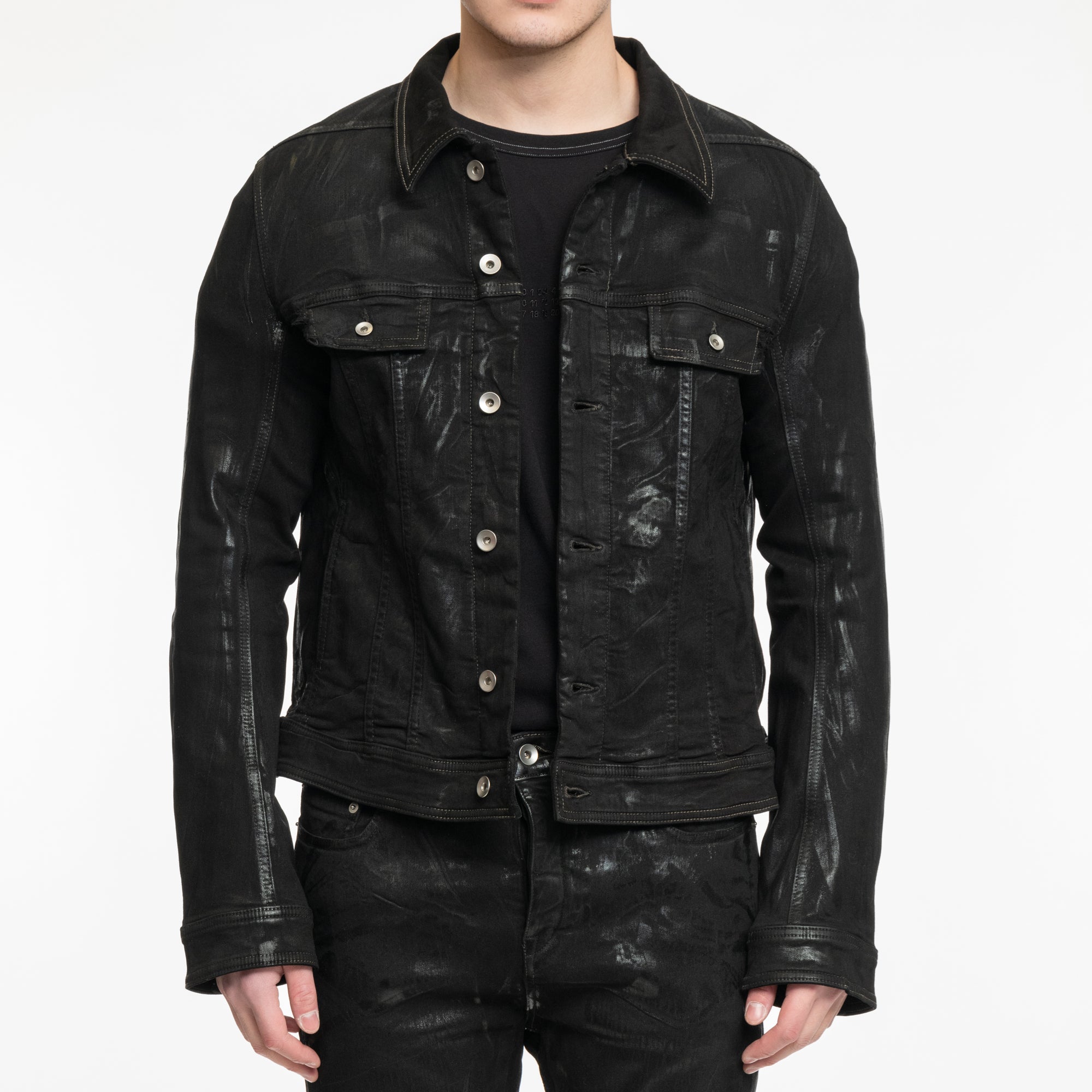 Rick Owens DRKSHDW Trucker Denim Jacket Black - 1