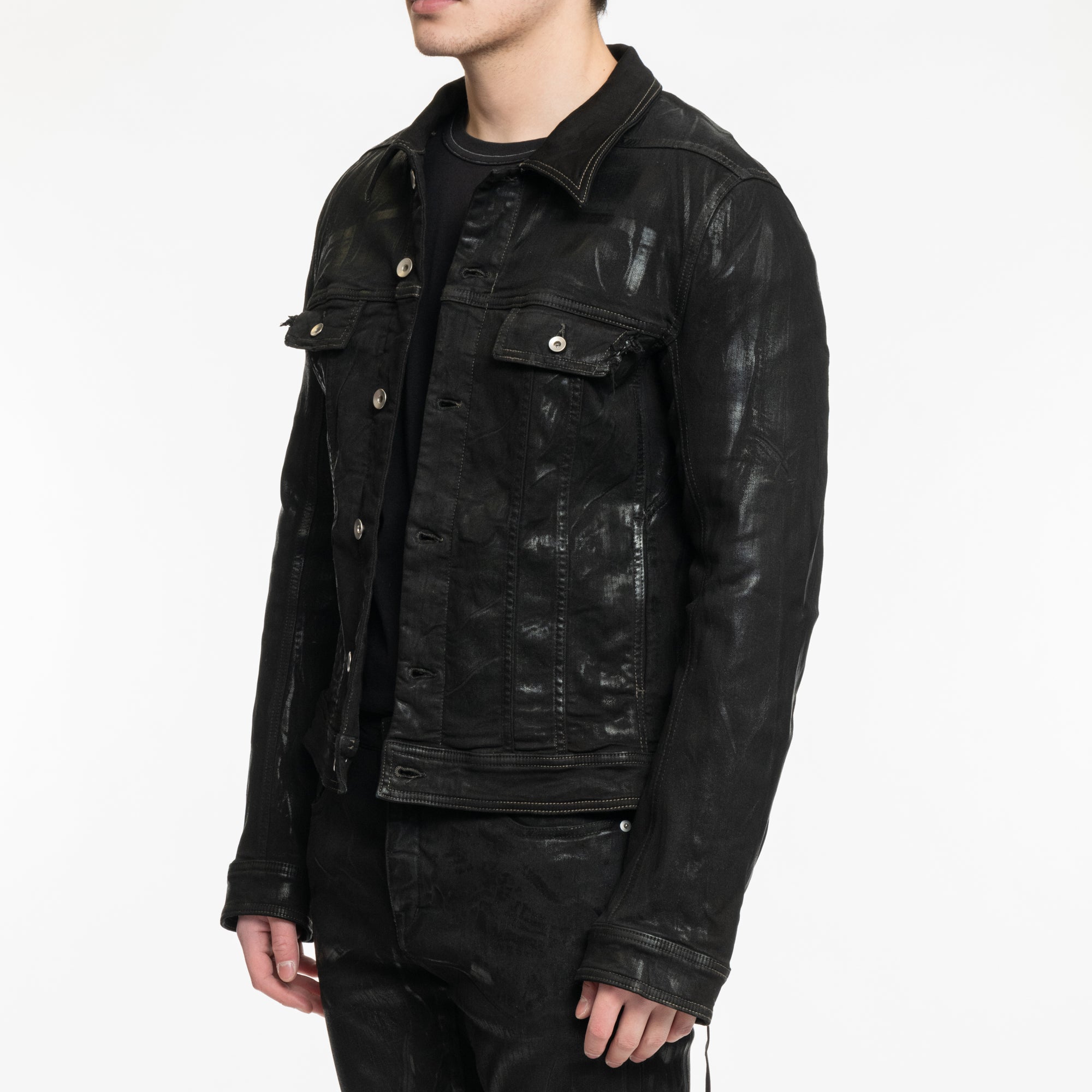 Rick Owens DRKSHDW Trucker Denim Jacket Black - 3