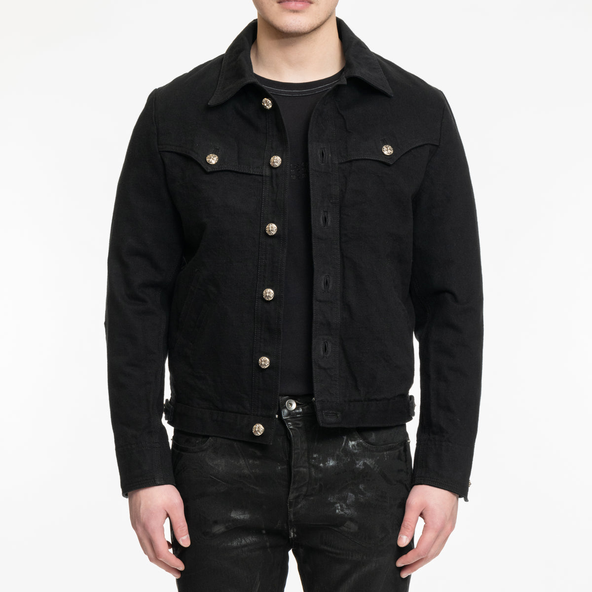 Chrome Hearts Mens Judgement Wish Jean Jacket in Black Chrome Hearts Mens Judgement Wish Jean Jacket in Black