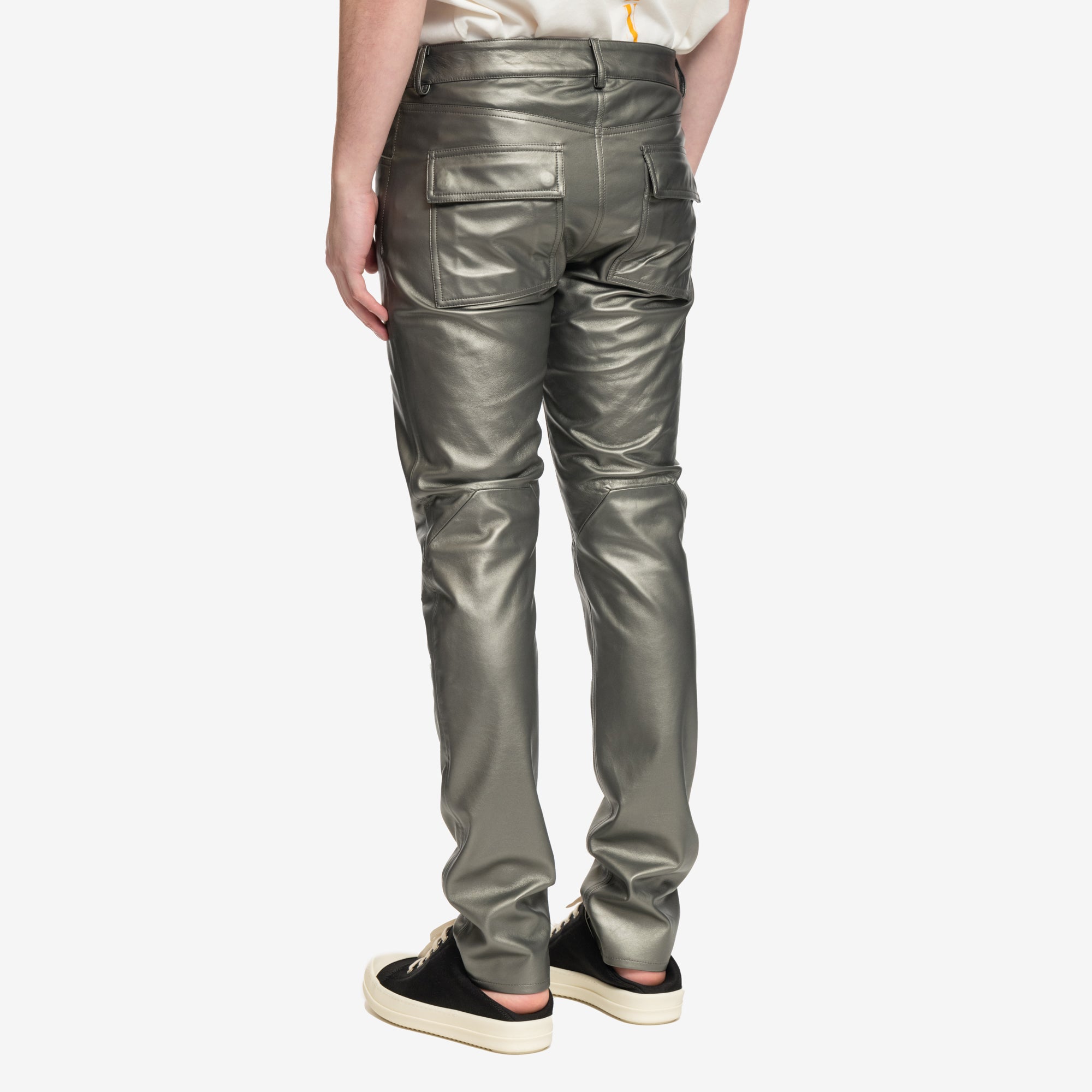 Rick Owens Lido Tyrone Leather Jeans Gun Metal - 4