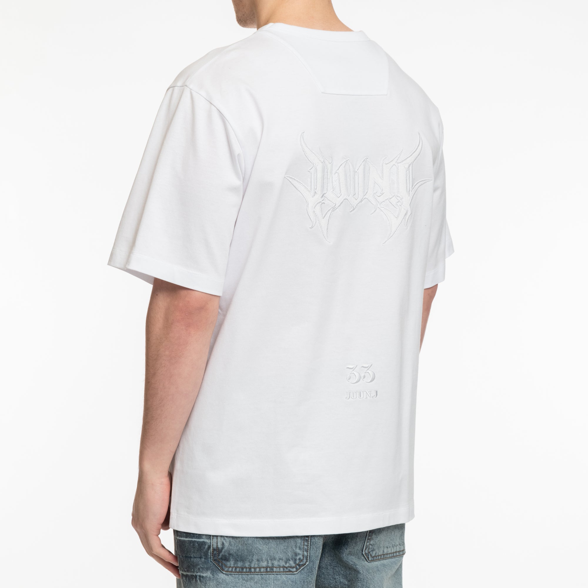 Juun.J Tonal Embroidered T-Shirt White - 4