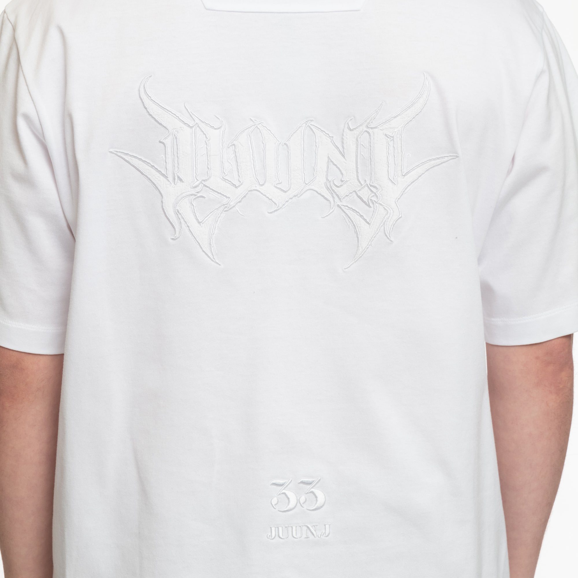 Juun.J Tonal Embroidered T-Shirt White - 5