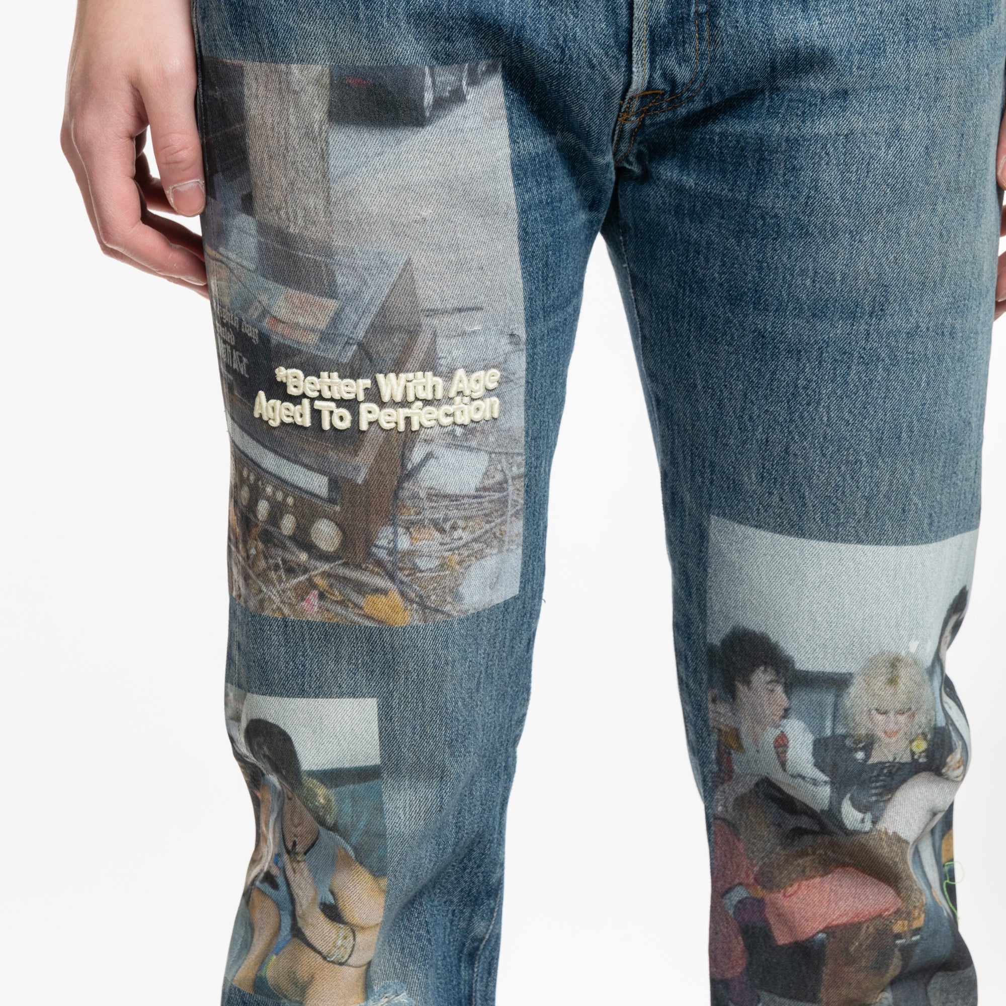 Better With Age Tabloid Denim Jeans Blue - 5