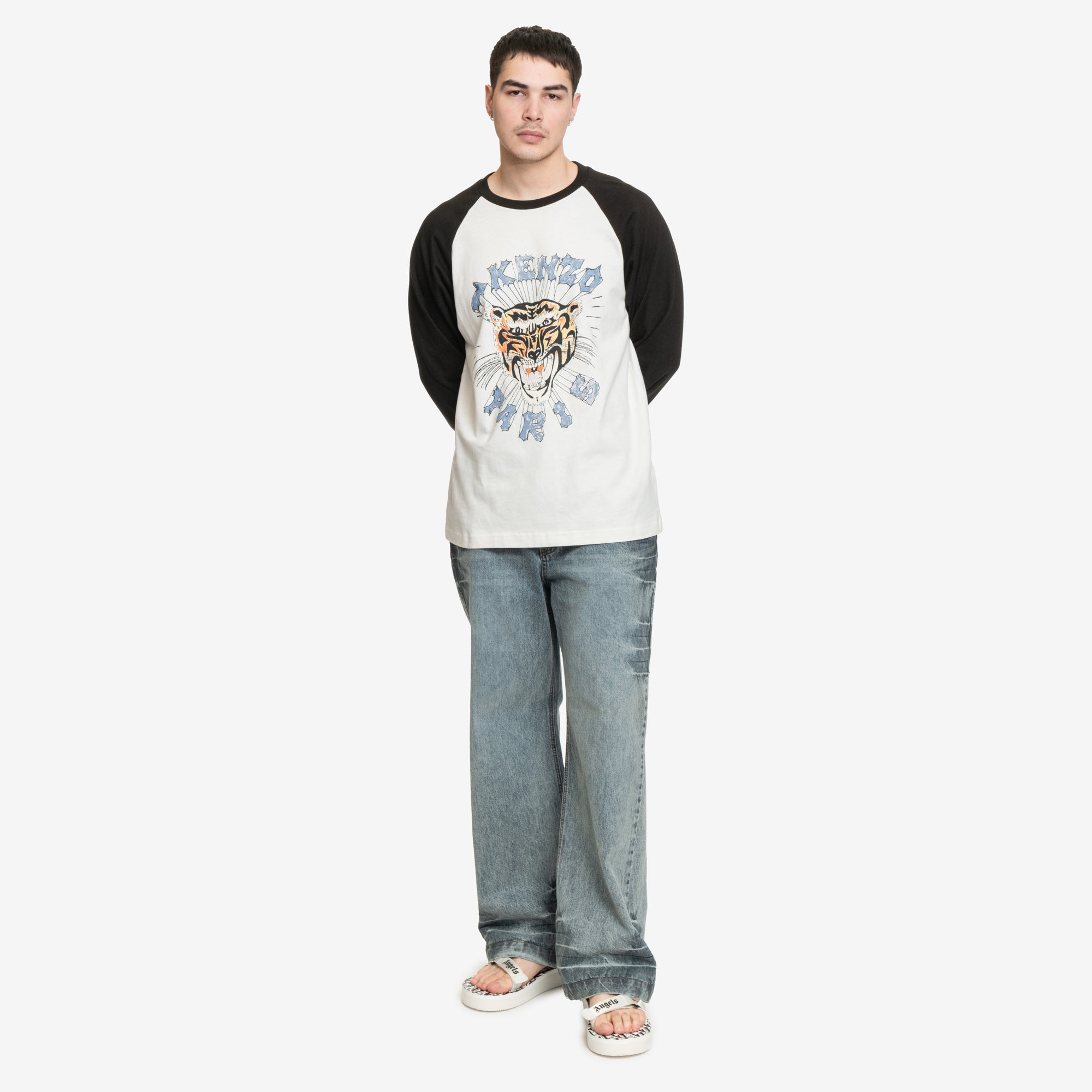 Kenzo Drawn Varsity Raglan LS Tee Black - 2