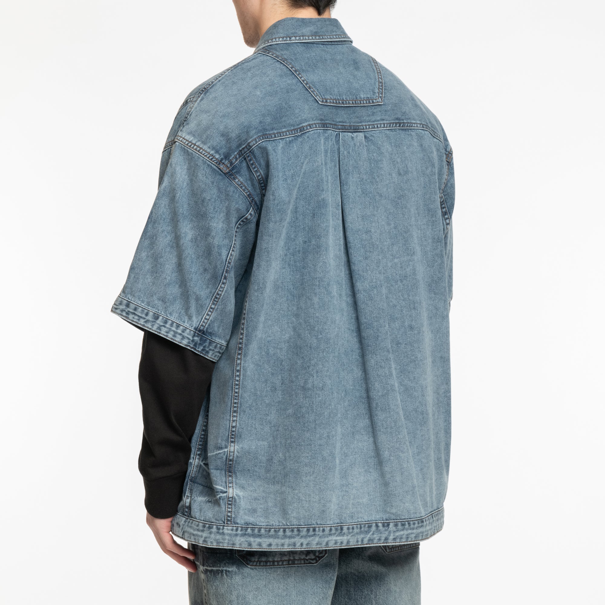 Juun.J Denim SS Coach Shirt Blue - 4