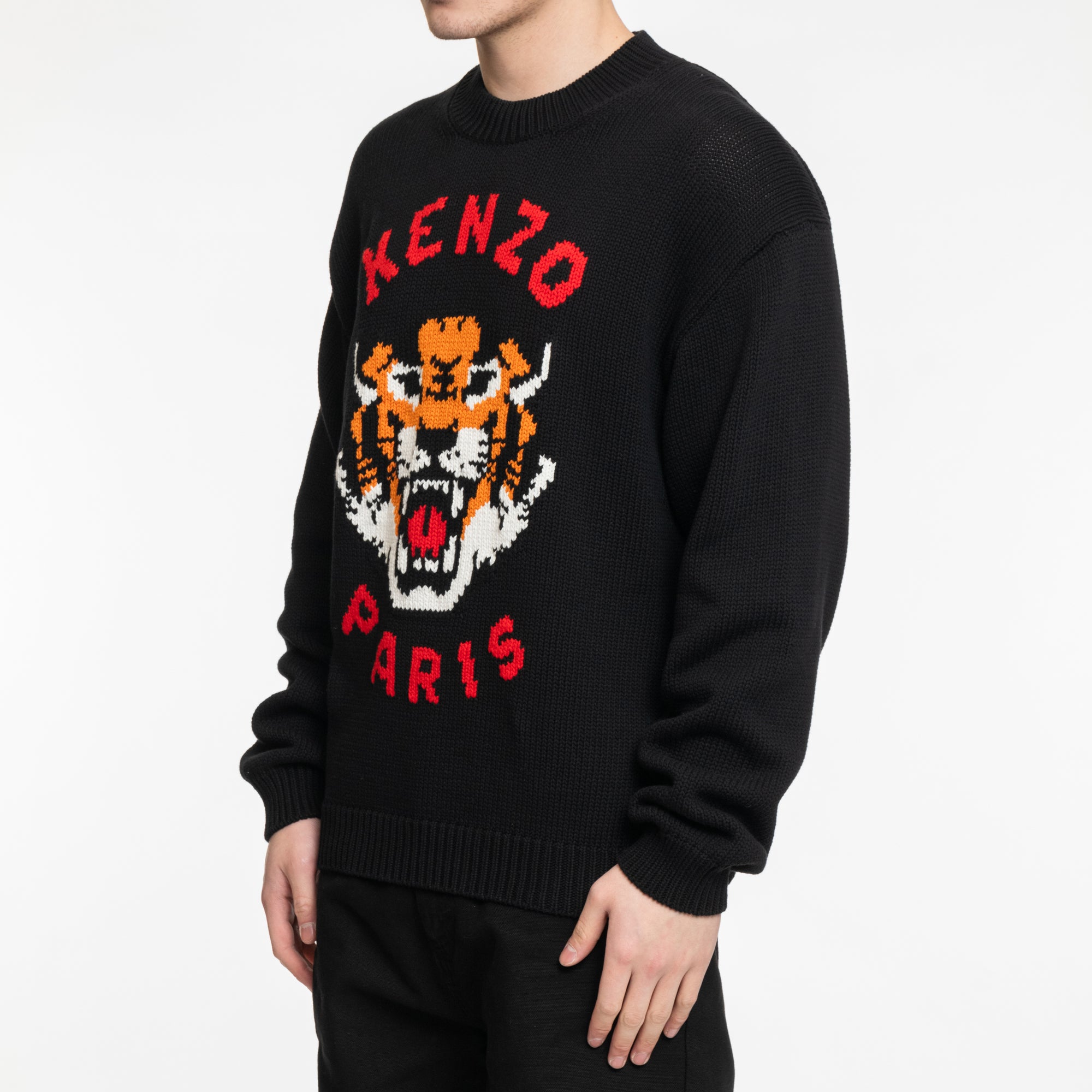 KENZO メンズ プルオーバー ラッキータイガー ニットセーター ブラック