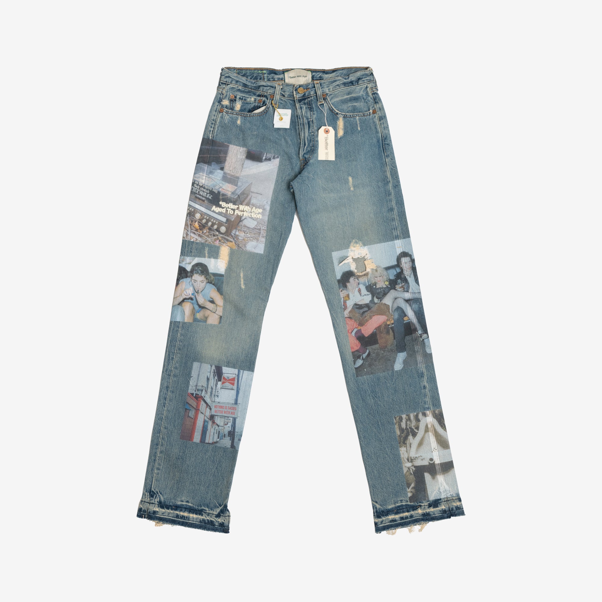 Better With Age Tabloid Denim Jeans Blue - 9
