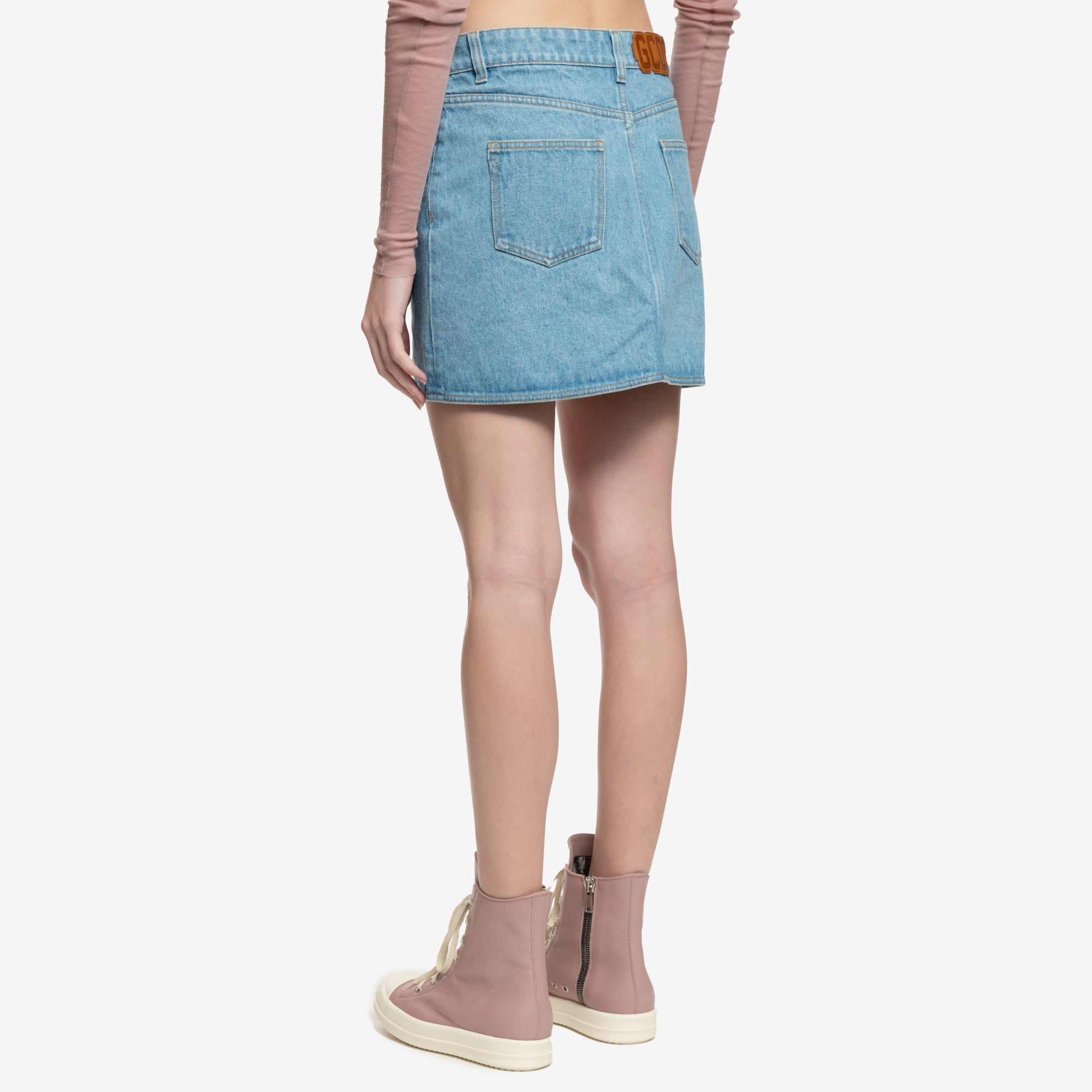 GCDS Womens Comma Denim Skirt Light Blue - 4