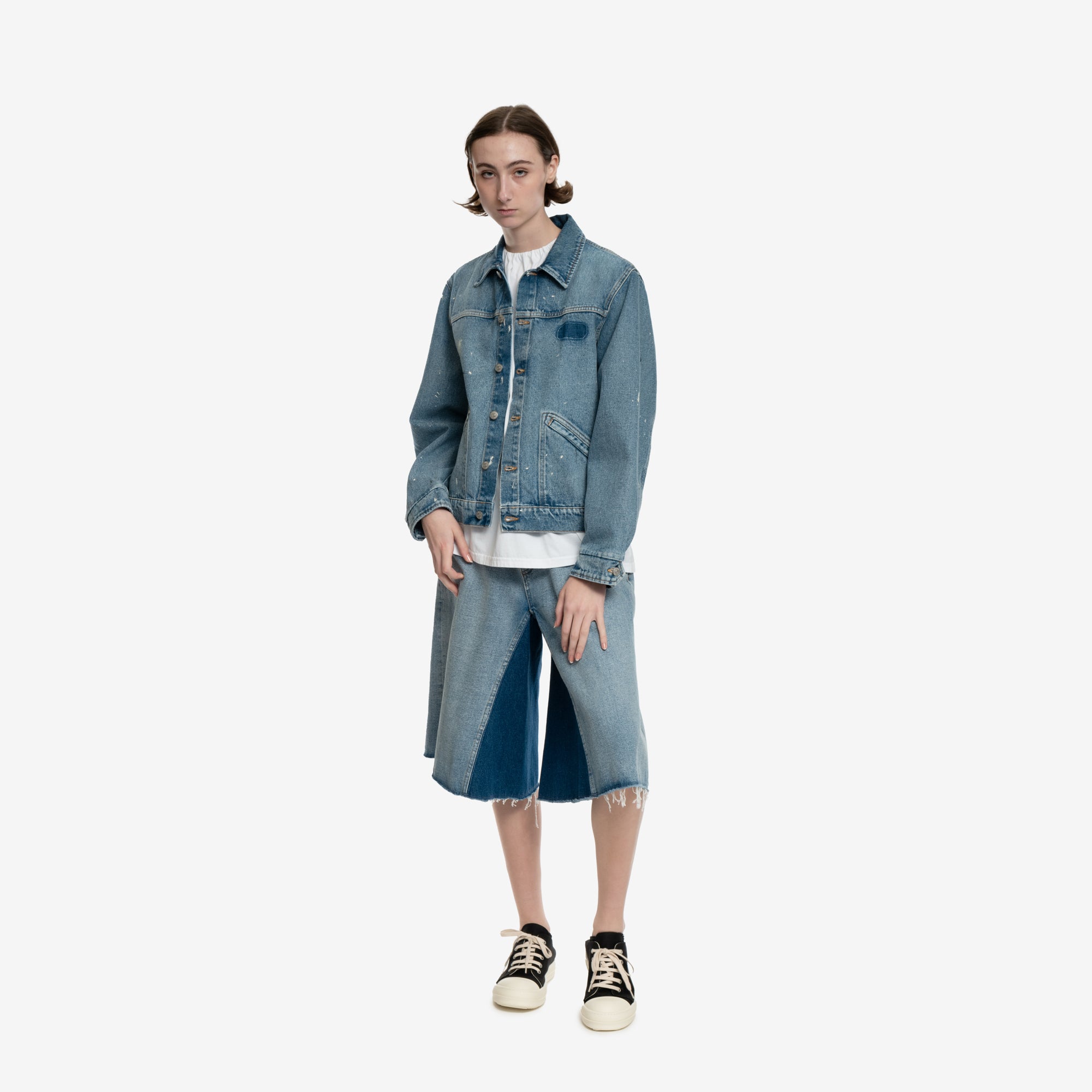 MM6 Raw Dyed Denim Shorts Light Blue - 5