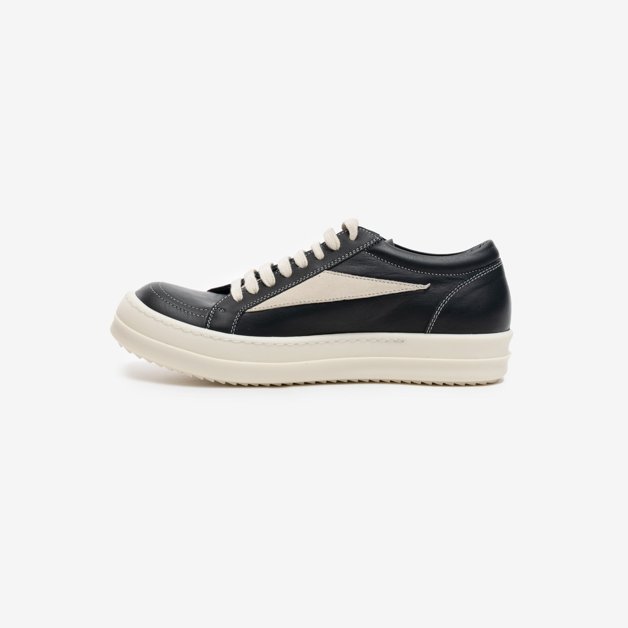 Rick Owens Vintage Leather Sneakers Black/Milk/Milk - 4