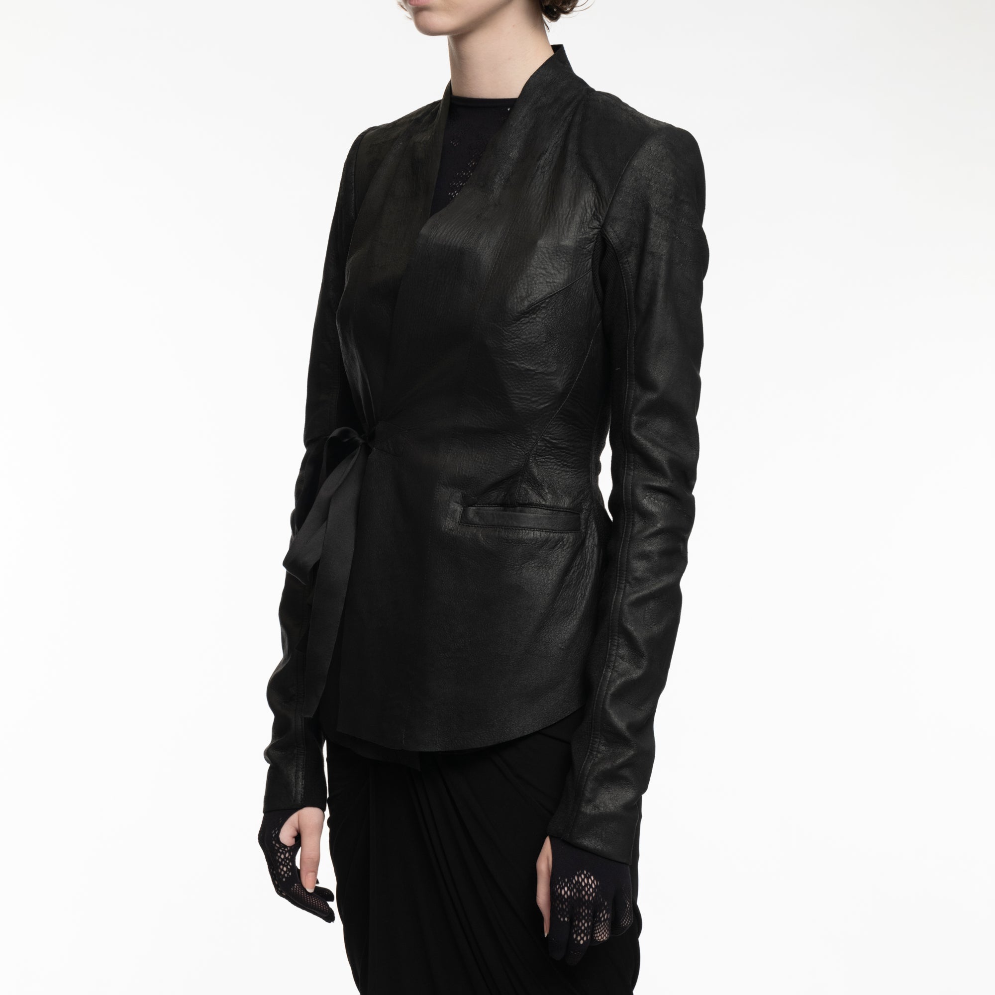 Rick Owens Womens Hollywood Leather Jacket Black - 3