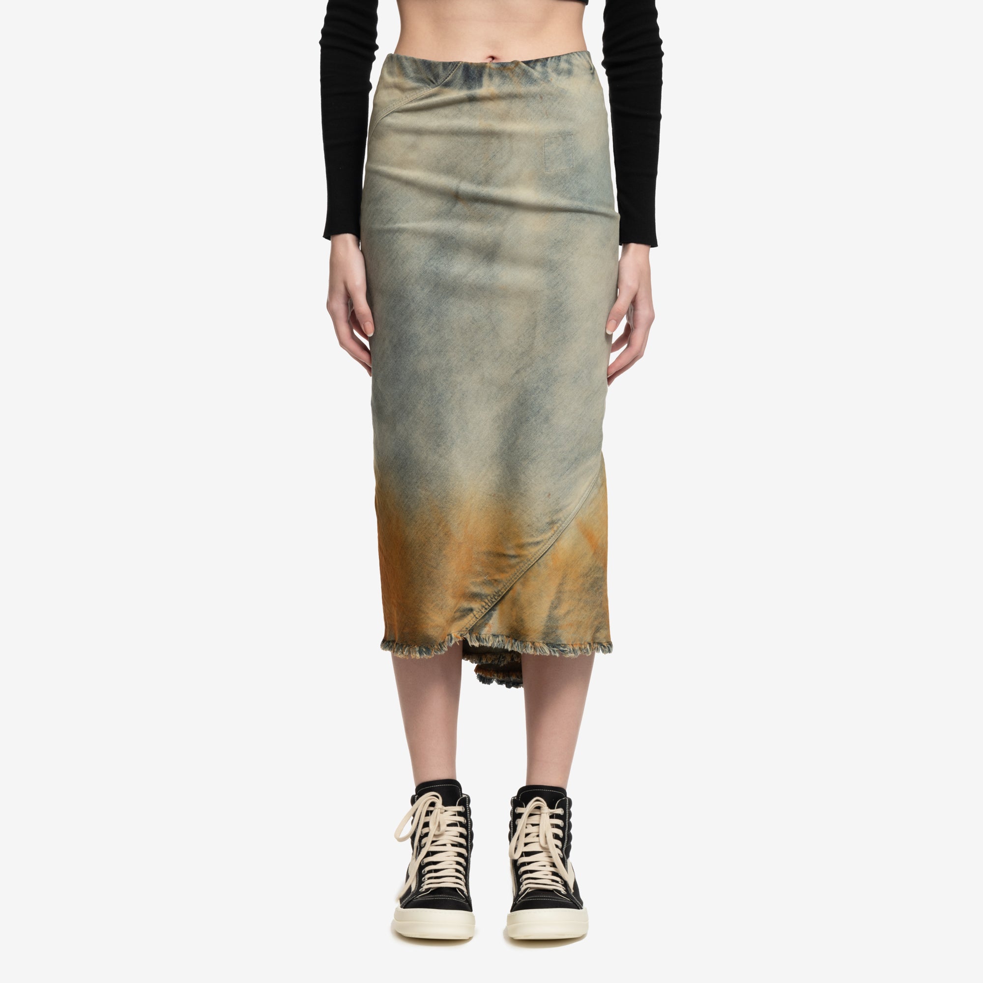 Rick Owens DRKSHDW Womens Bias Knee Skirt Sky/Orange - 1