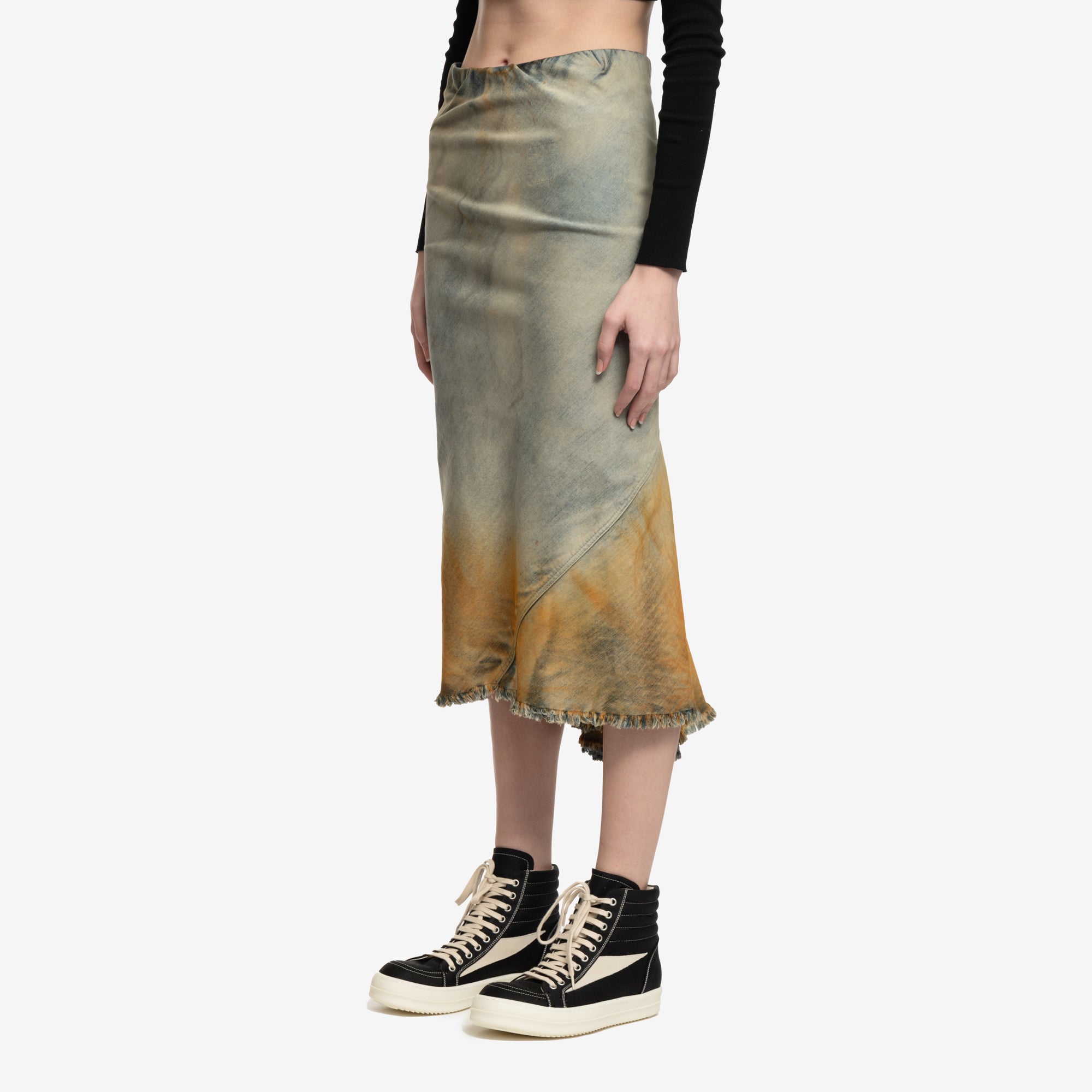 Rick Owens DRKSHDW Womens Bias Knee Skirt Sky/Orange - 3
