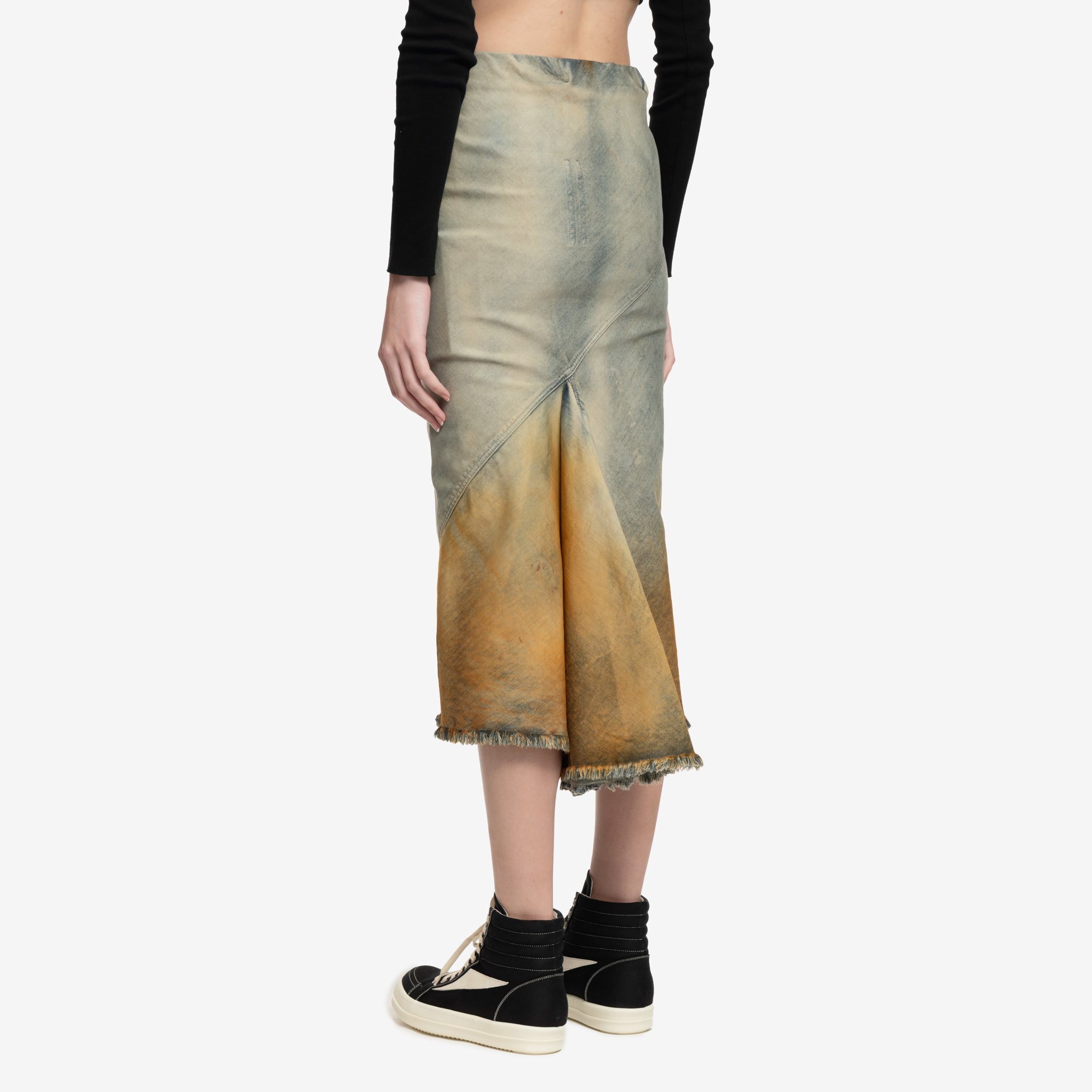 Rick Owens DRKSHDW Womens Bias Knee Skirt Sky/Orange - 4