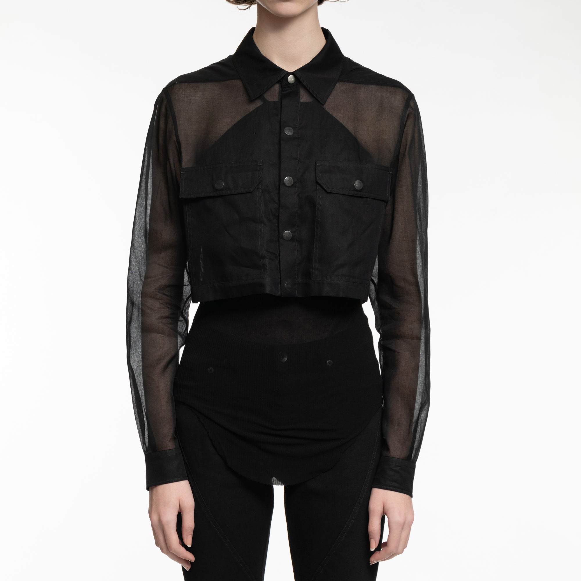 Rick Owens Womens Cropped Outershirt Black - 1
