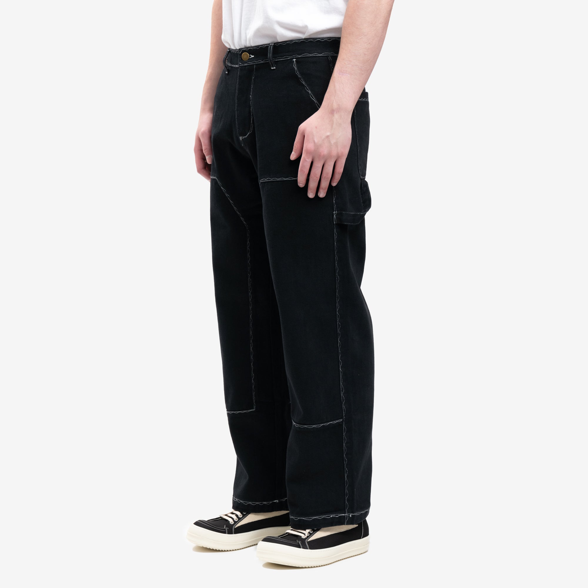KidSuper Messy Stitched Work Pants Black - 3