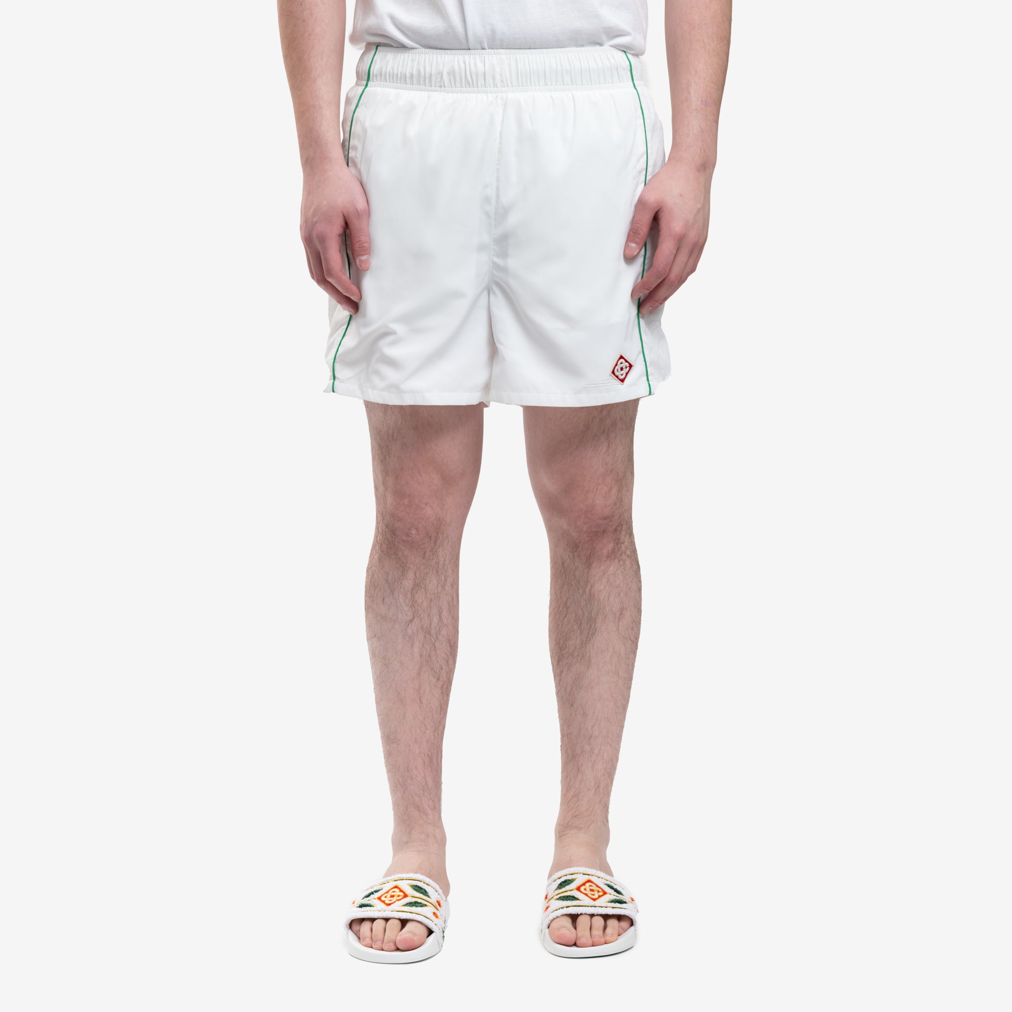 Casablanca Nylon Laser Cut Track Shorts White - 1
