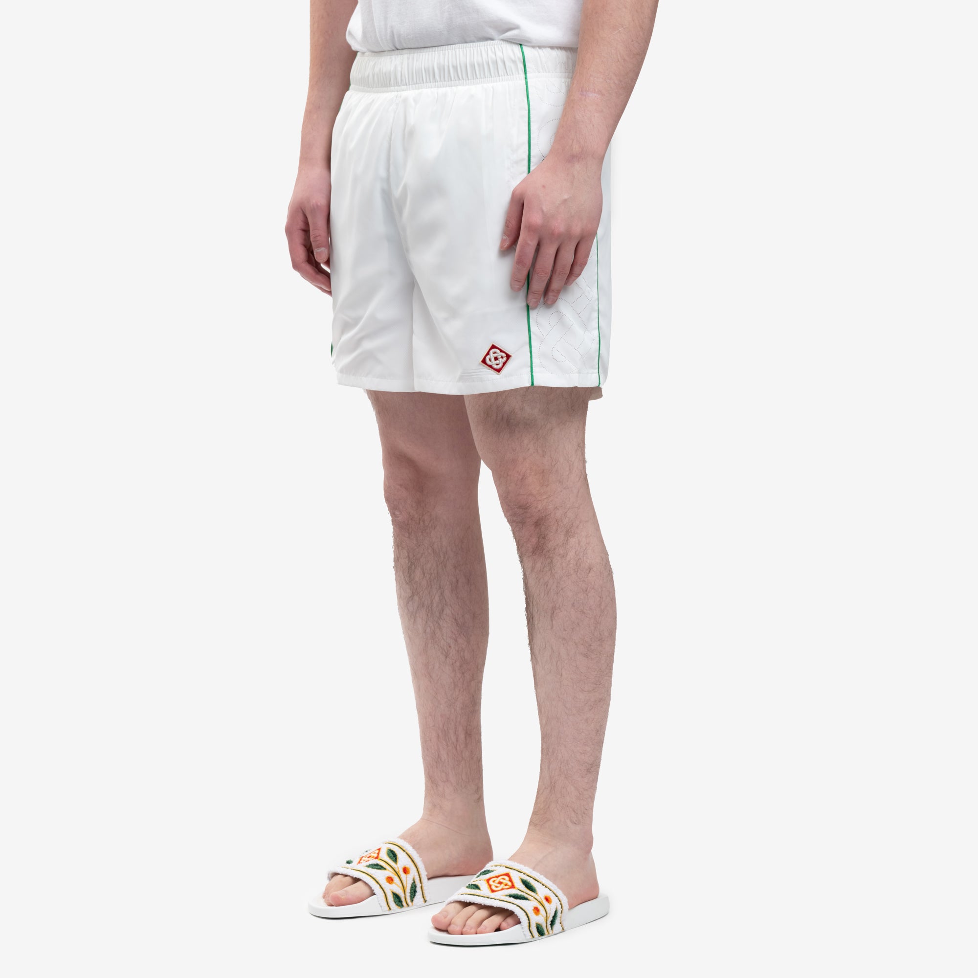 Casablanca Nylon Laser Cut Track Shorts White - 3